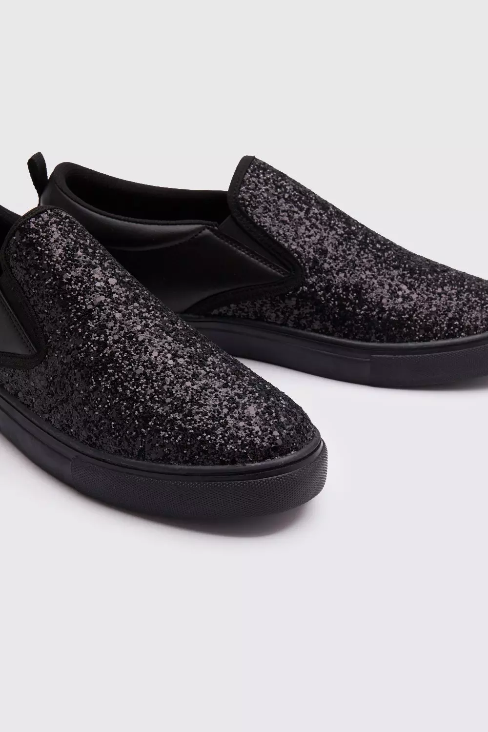 Black sparkle slip store on sneakers