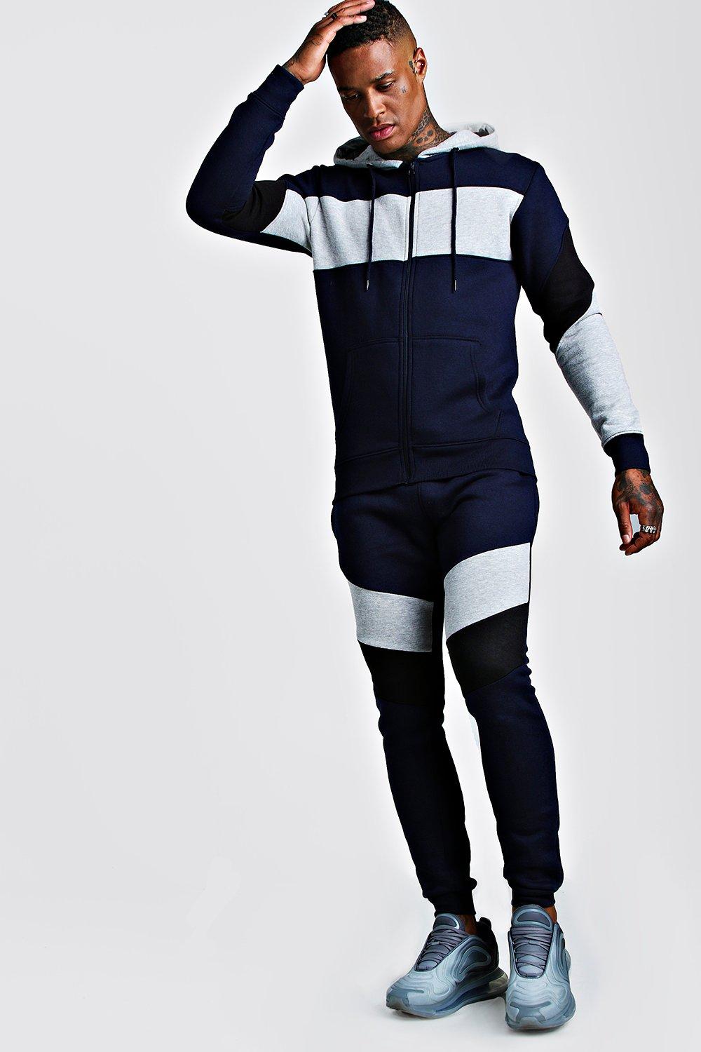 boohooman navy tracksuit