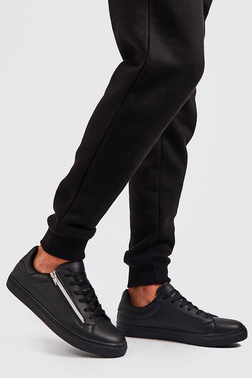 

Кроссовки из искусственной кожи с молнией на боку, Black