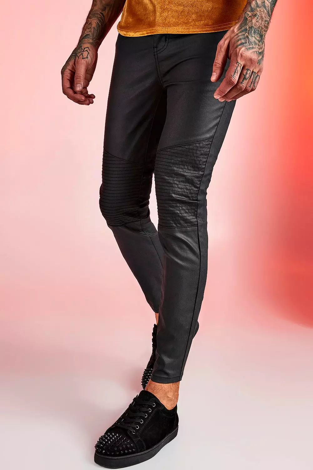 Super Skinny Coated Biker Jeans