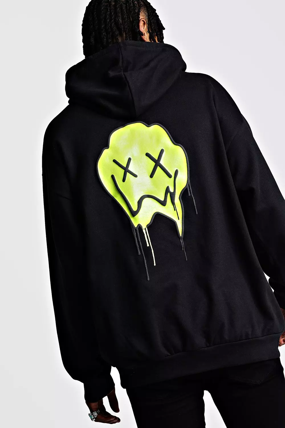 Oversized Drip Face Print Hoodie boohooMAN USA