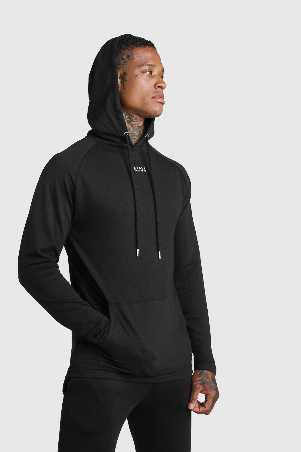 muscle fit hoodie black