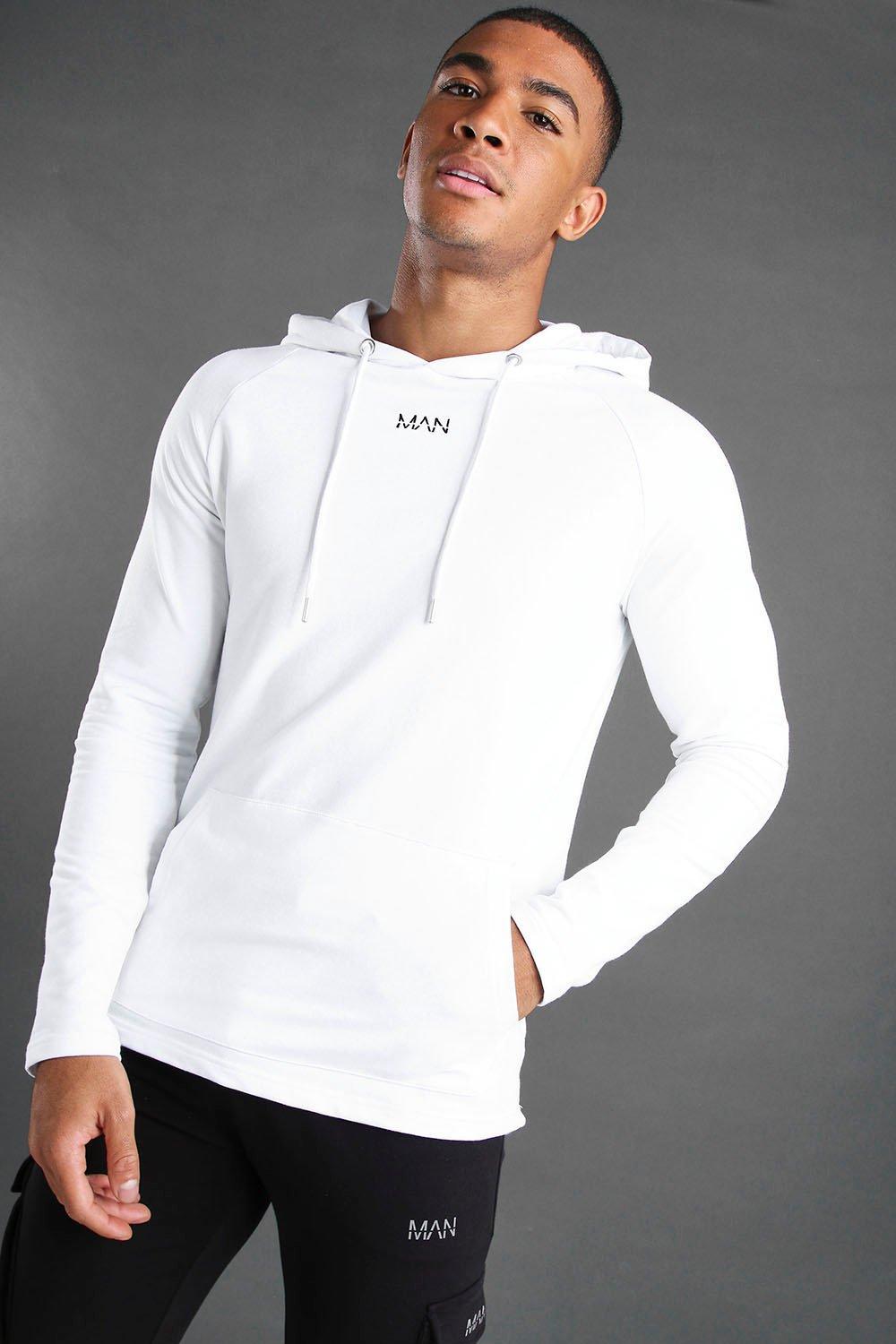 

Базовая обтягивающая толстовка с капюшоном MAN, White