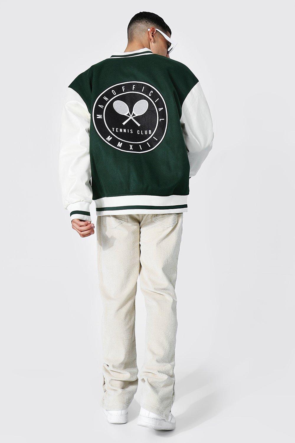 Oversized Tennis Badge Varsity Jacket | boohooMAN Oversized Tennis Badge Varsity Jacket | boohooMAN