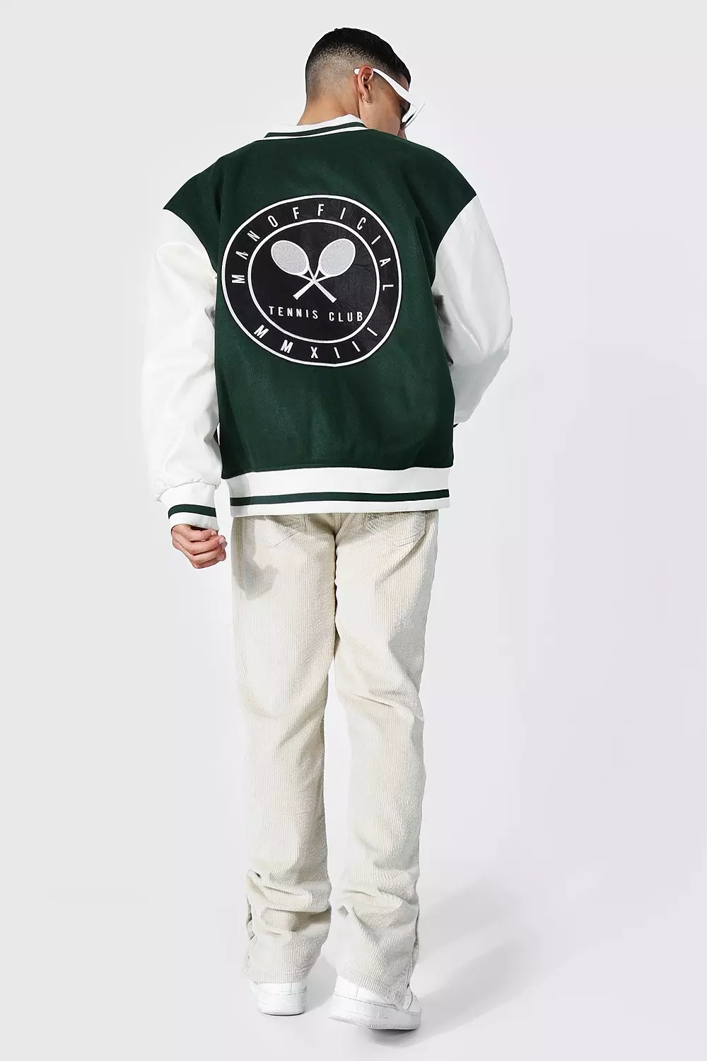 Oversized Sports Club Badge Varsity Jacket