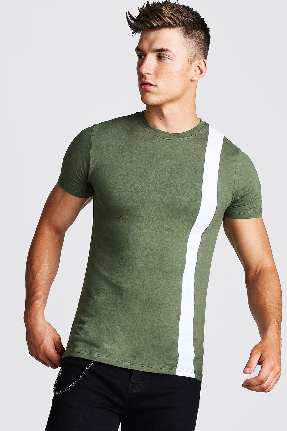 

Стрейчевая футболка с цветными вставками, Khaki