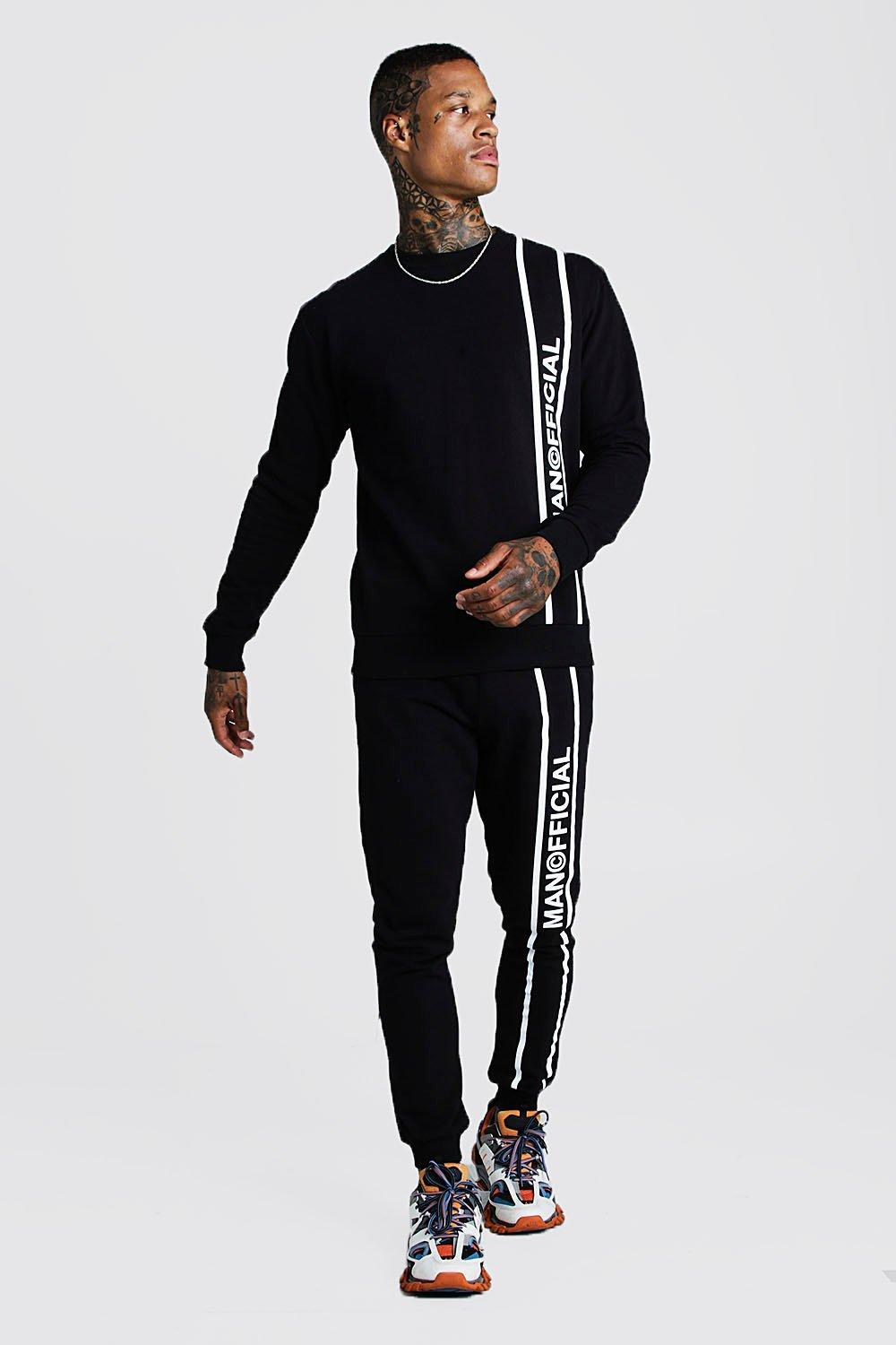 

Официальный спортивный костюм MAN с толстовкой и вставкой, Black