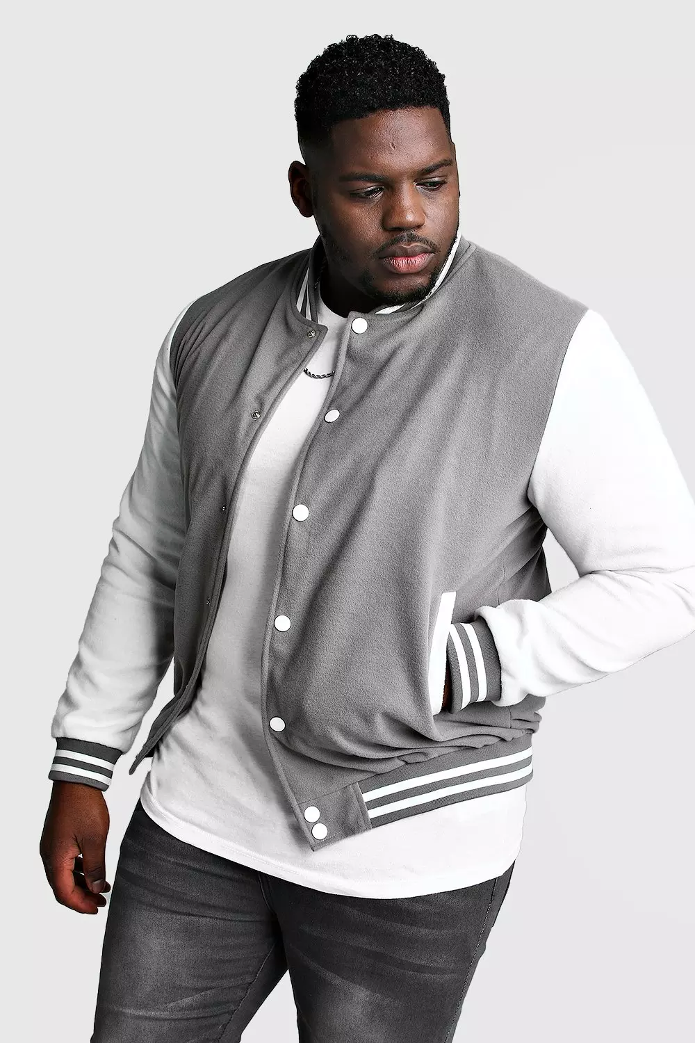 Plus Size Varsity Letterman Bomber Jacket