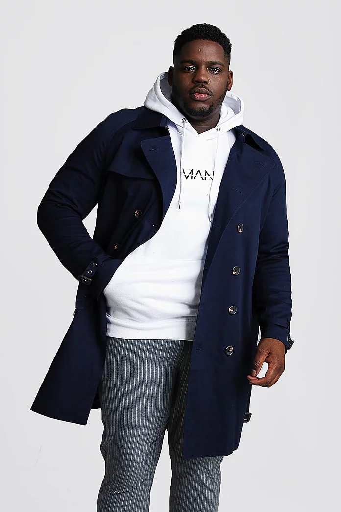 Tilskynde Pine Er velkendte Plus Size Double Breasted Trench Coat | boohooMAN USA