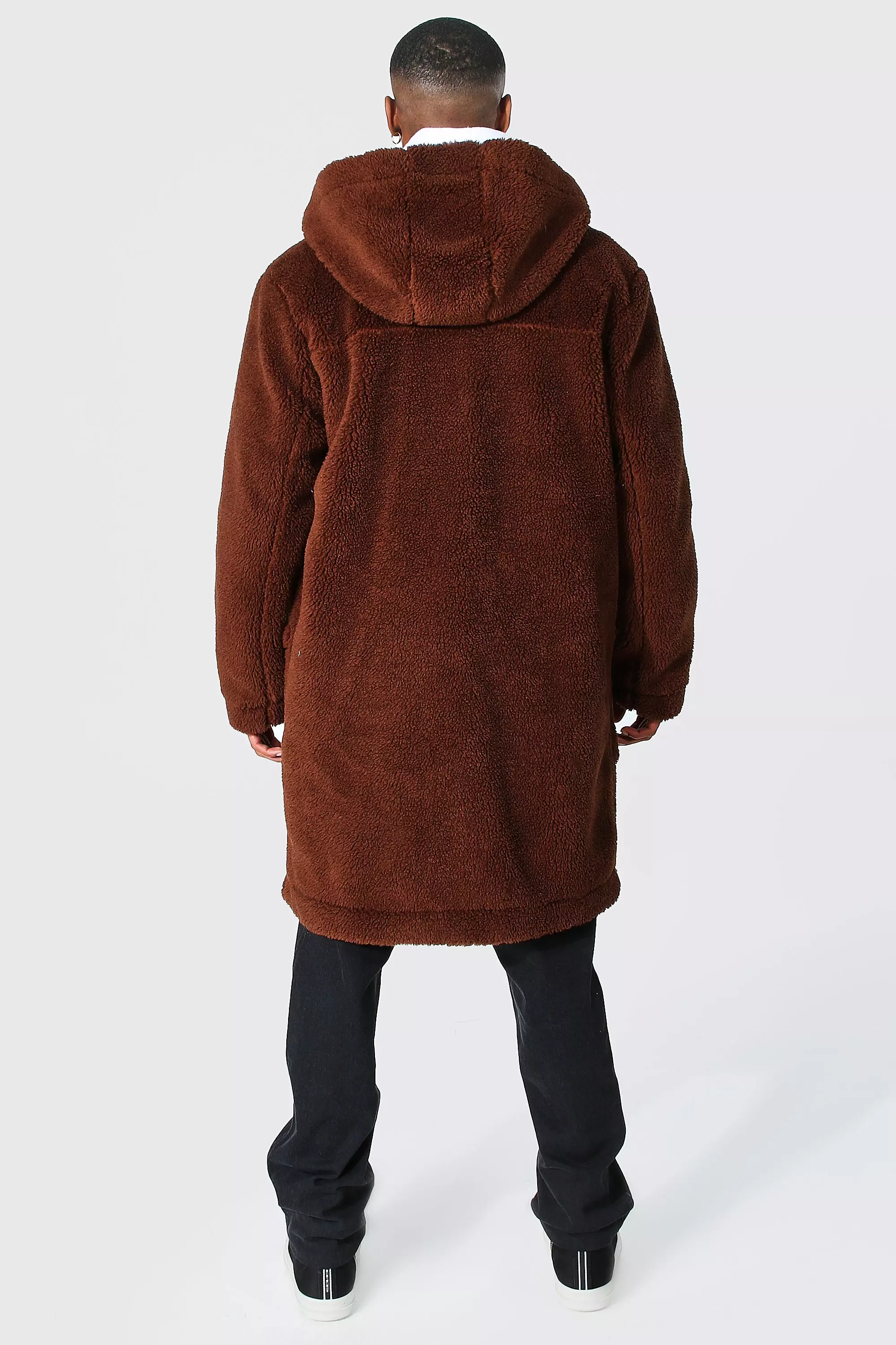 Hooded best sale borg coat