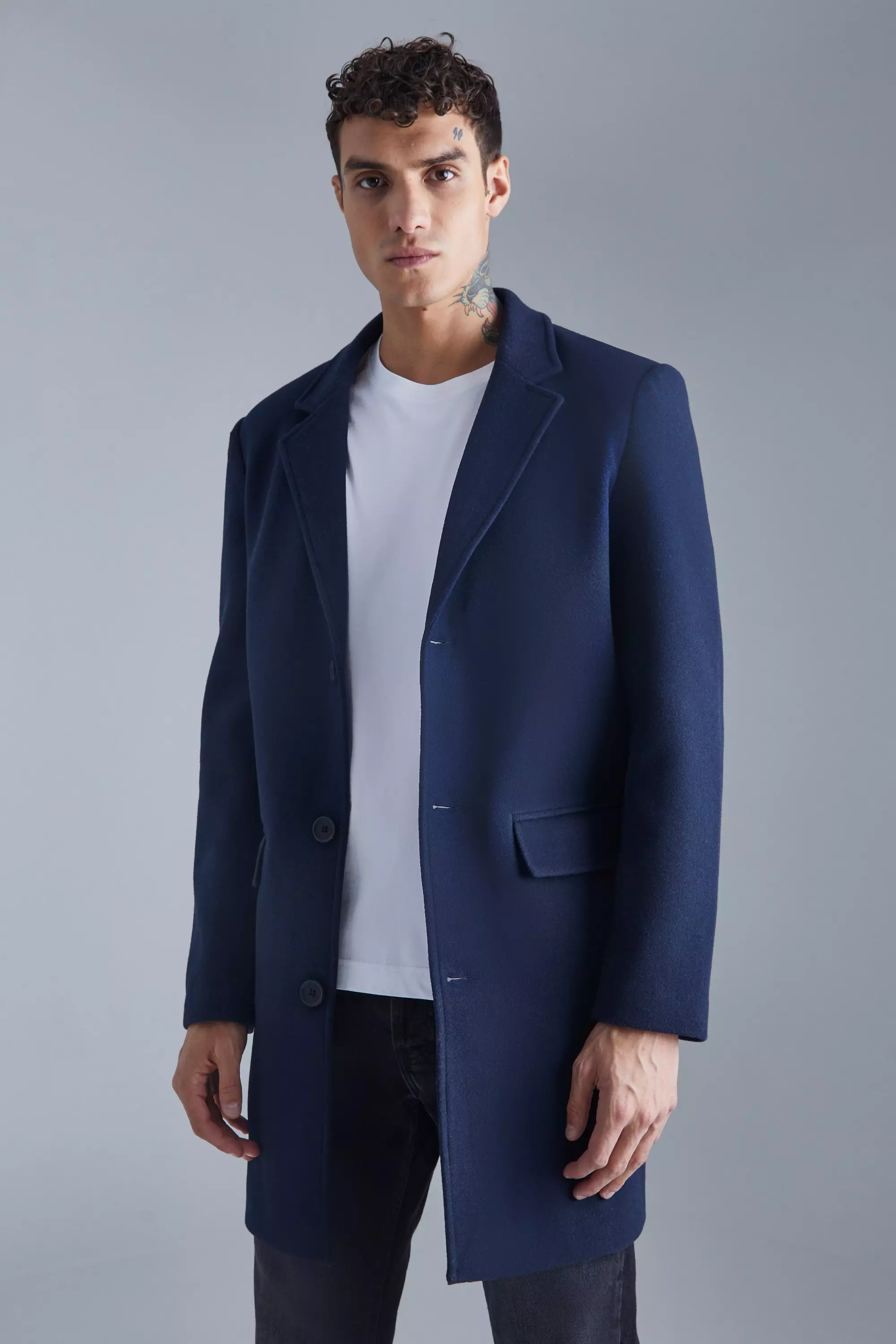 Mens single breasted wool hot sale coat