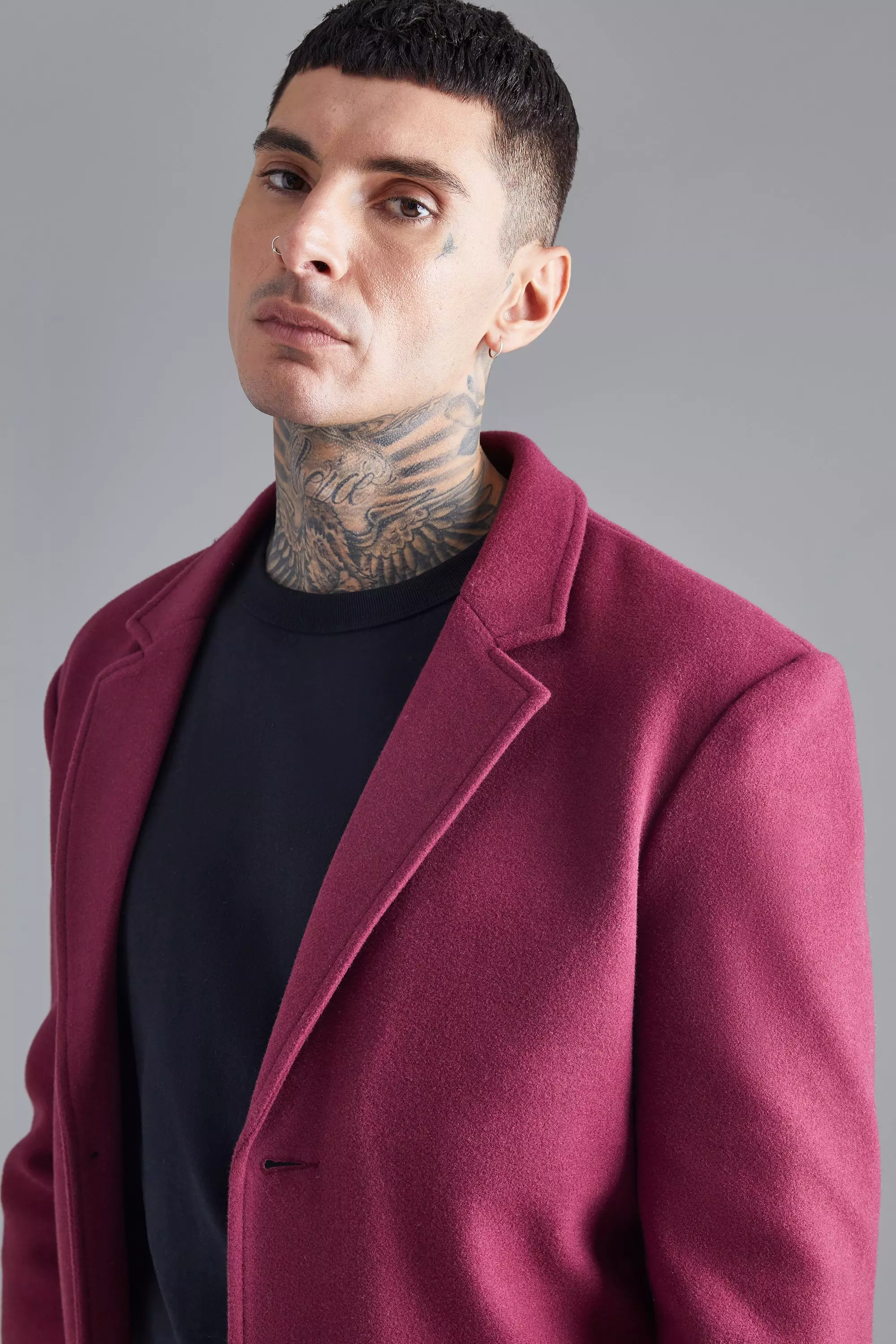 Single Breasted Wool Mix Overcoat