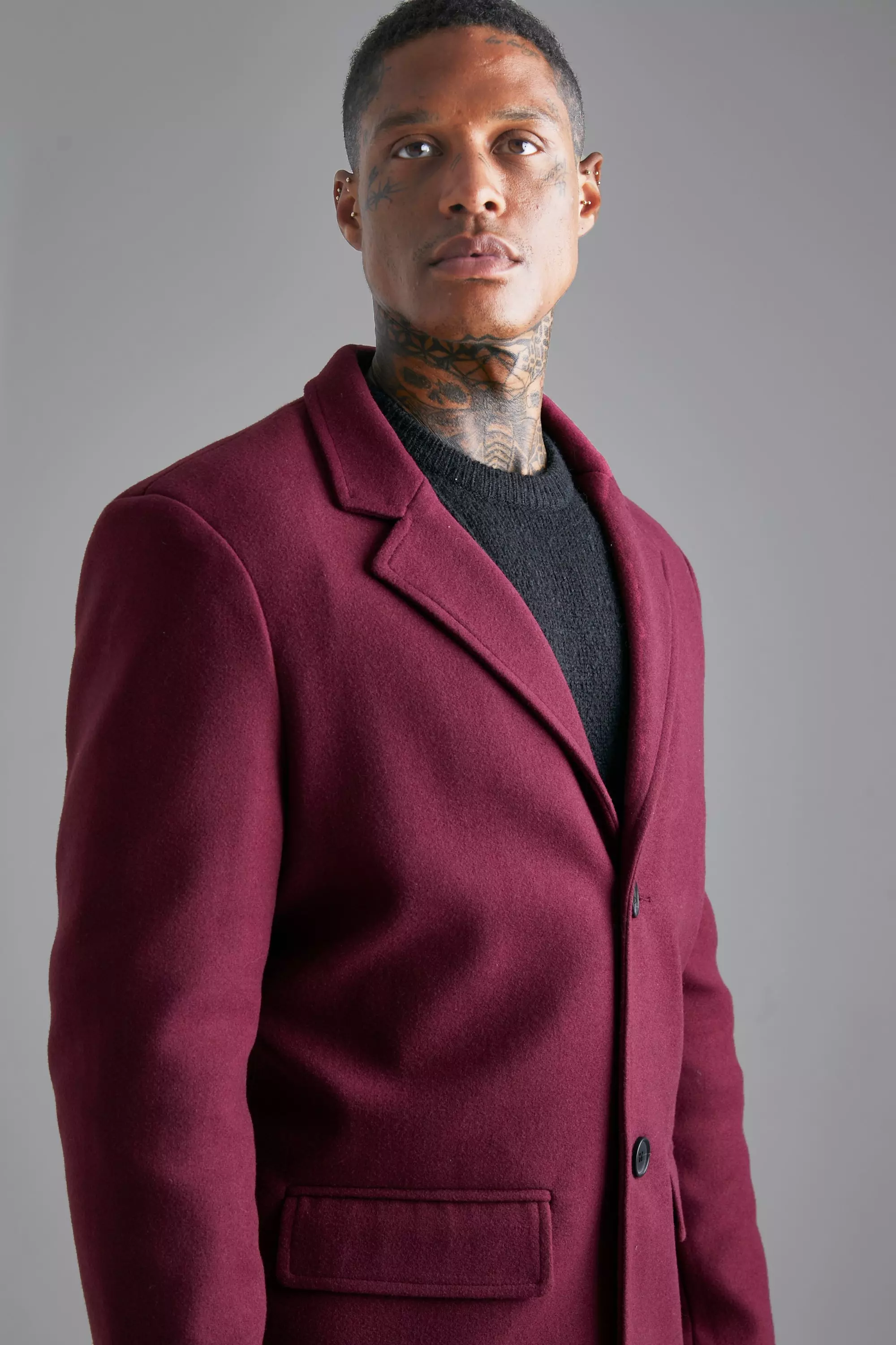 Maroon discount wool coat