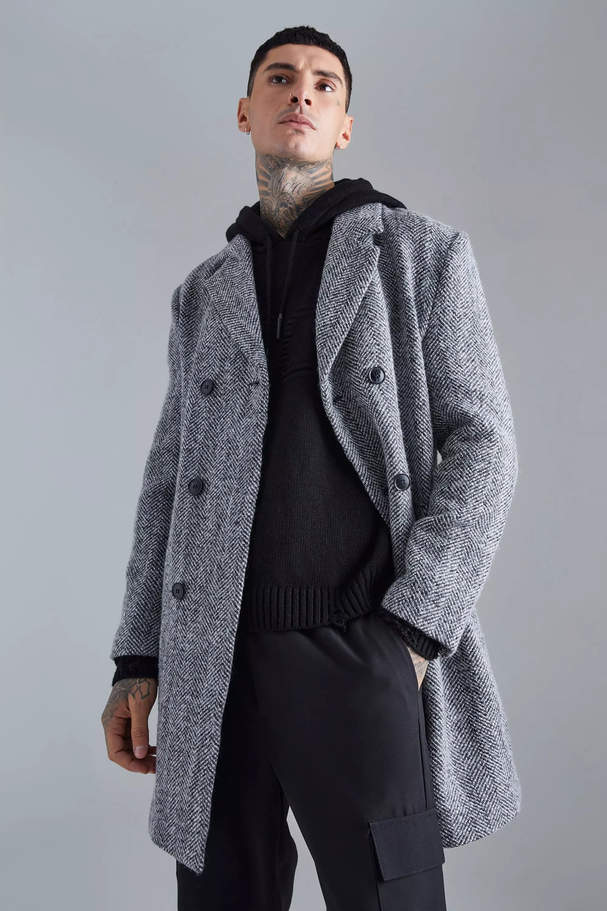 Baron Boutique Wool Herringbone Topcoat 