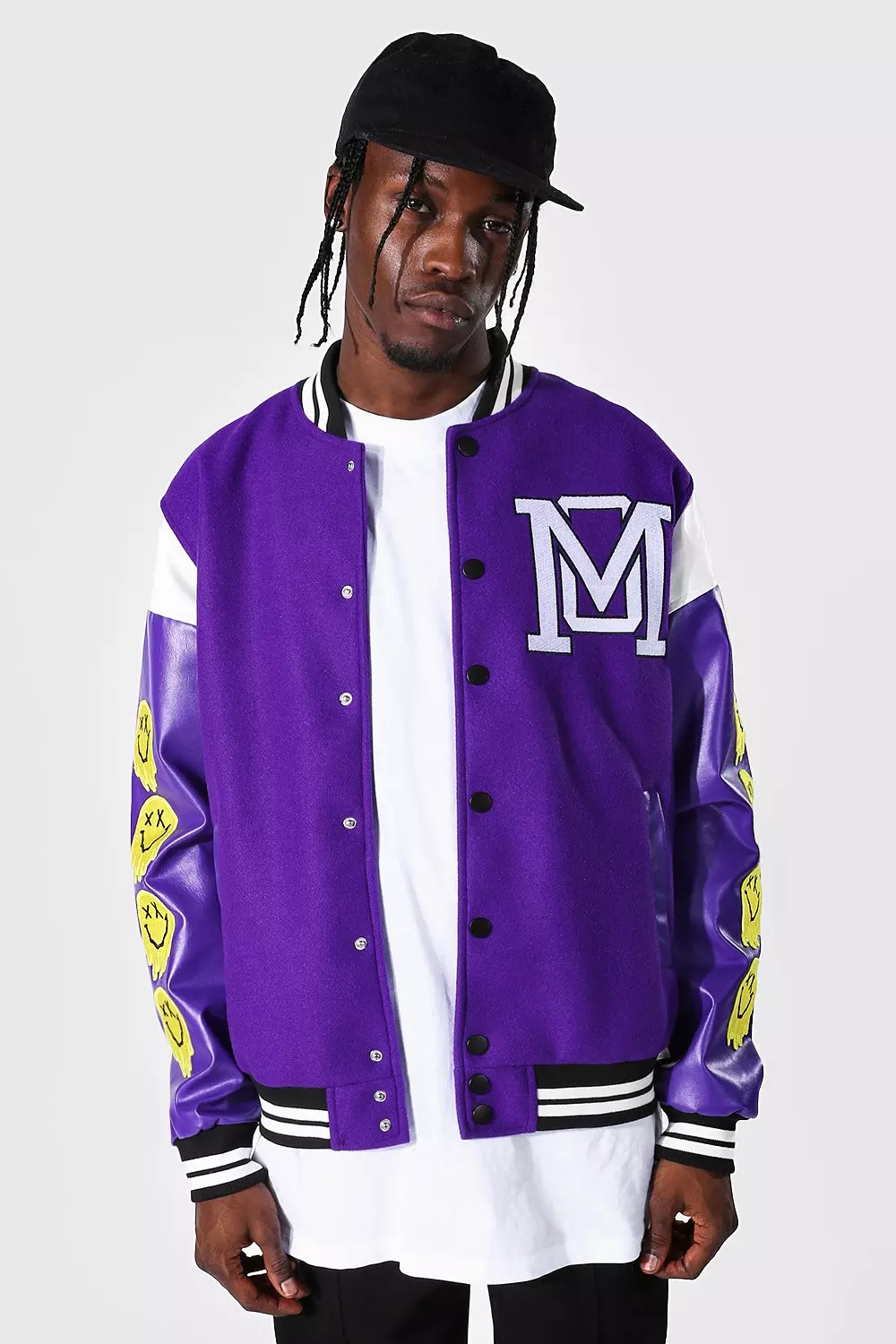 Om Drip Face Sleeve Varsity Jacket