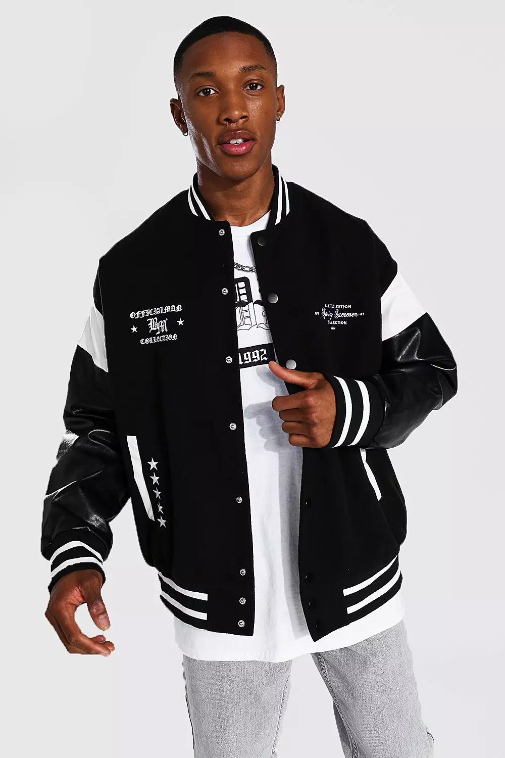 Black Men's Varsity Jackets - Clothing