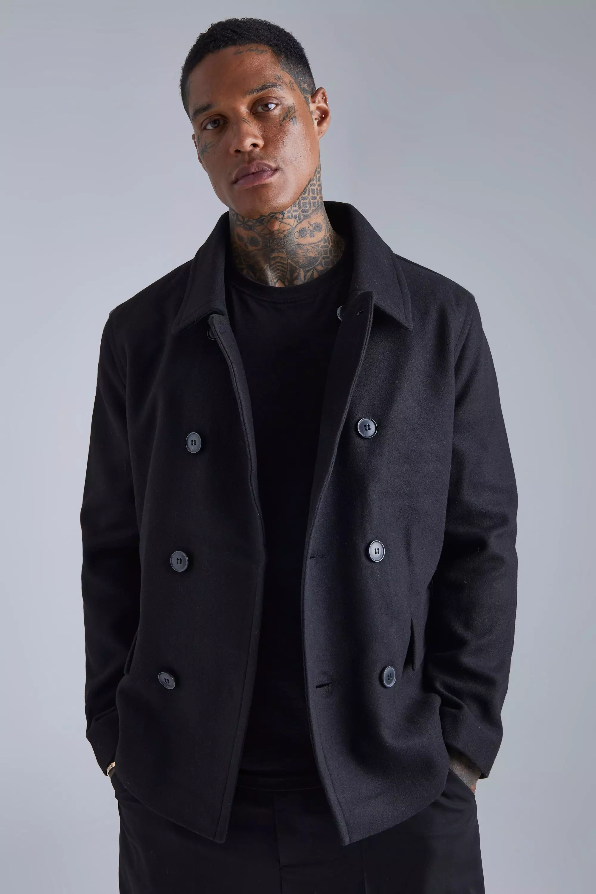 Mens black 2024 peacoat jacket