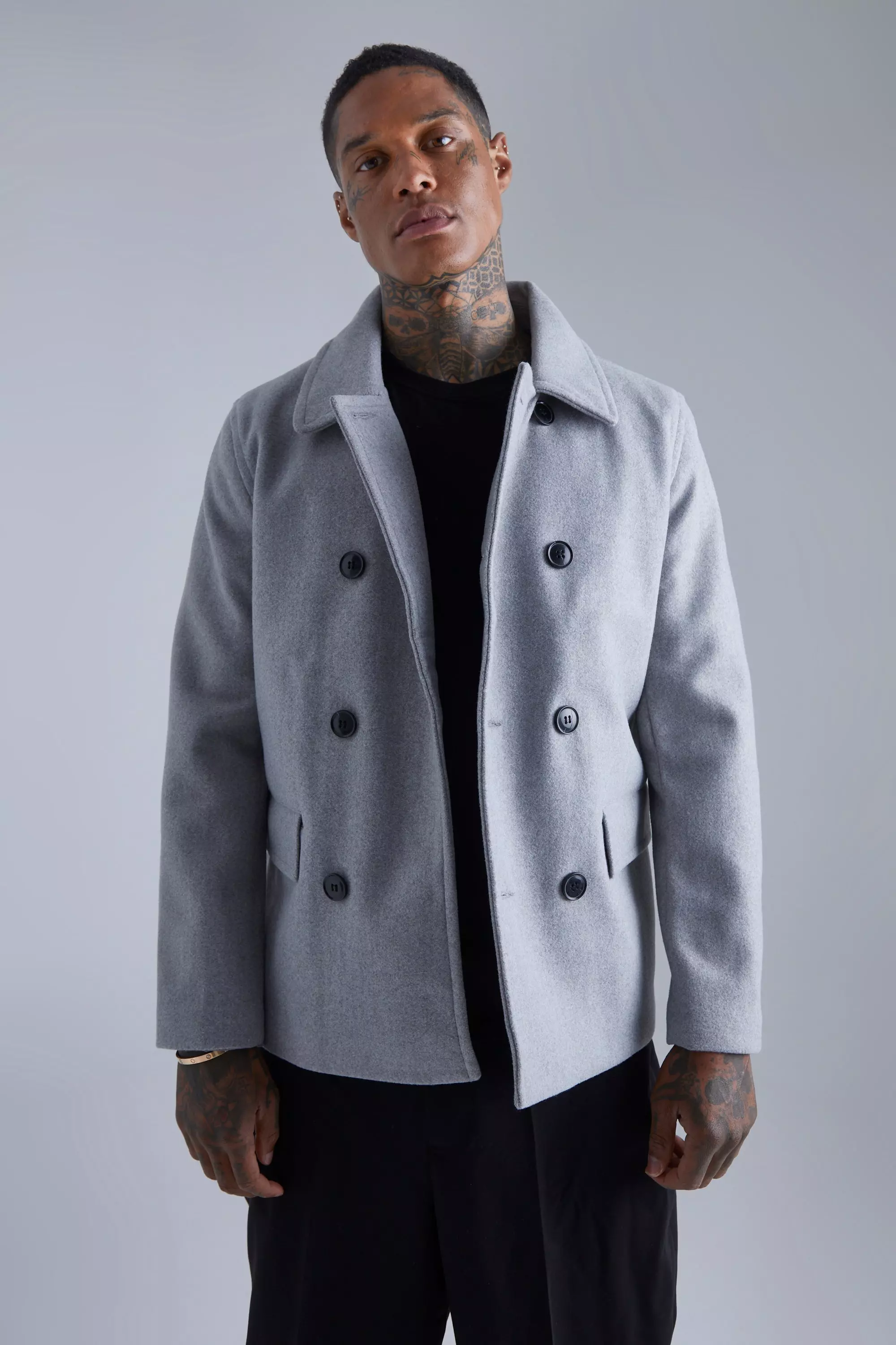 Grey wool cheap look coat