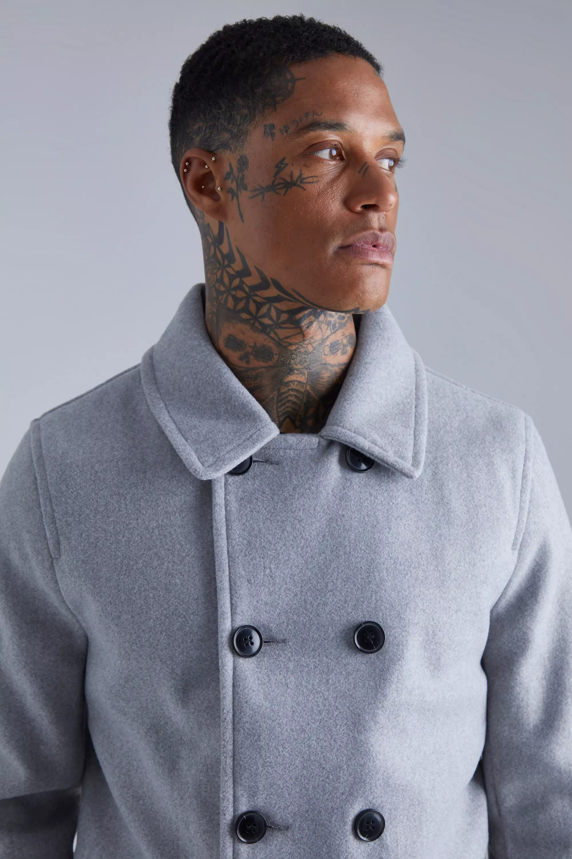 Grey wool clearance look coat