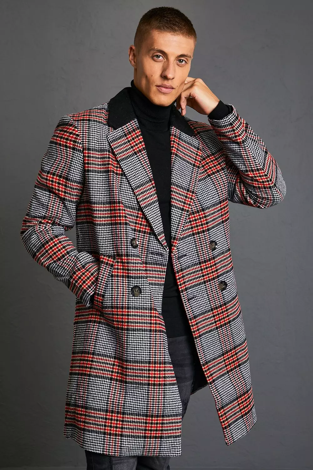 Mens 2024 check overcoat