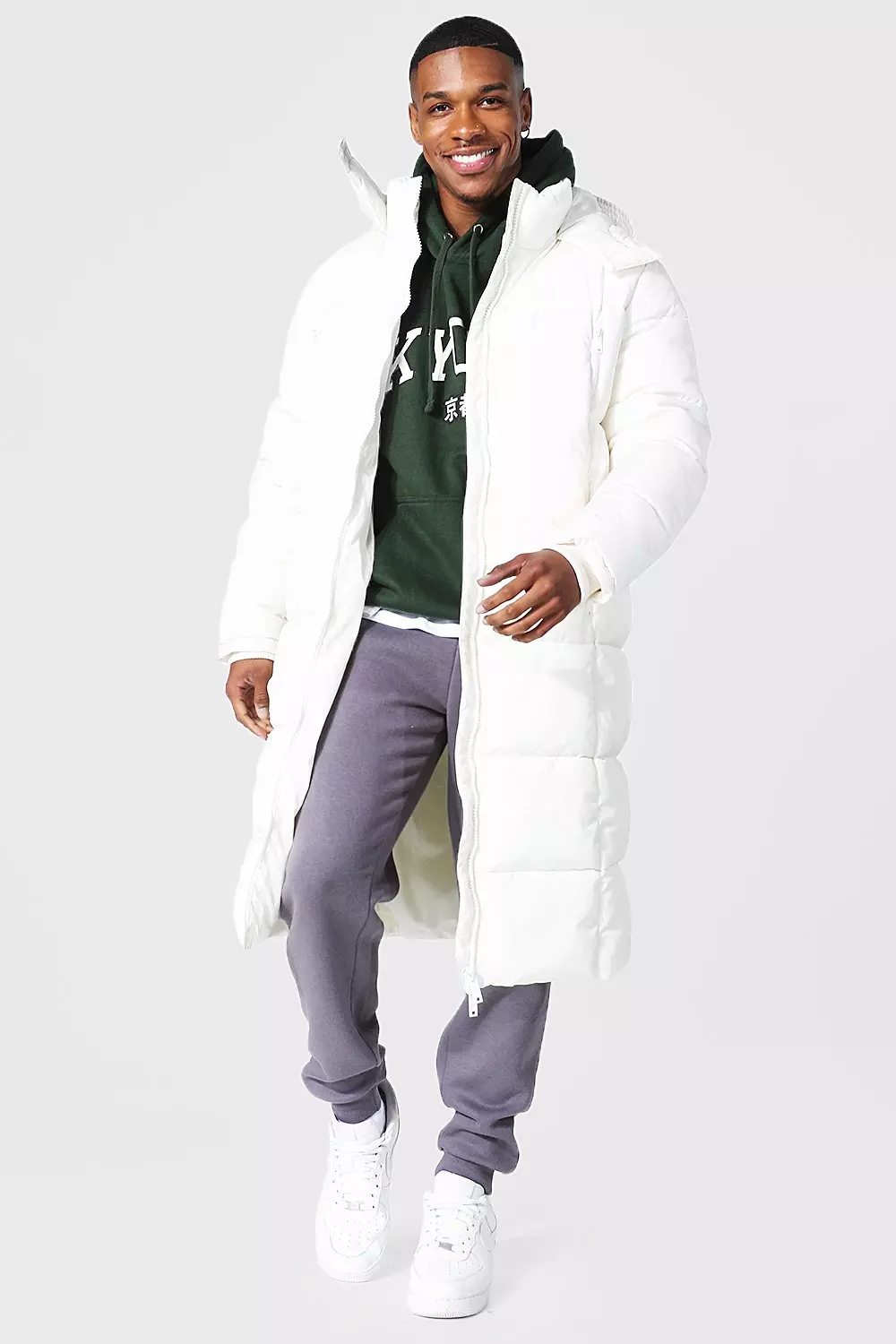 Boohooman longline puffer store jacket