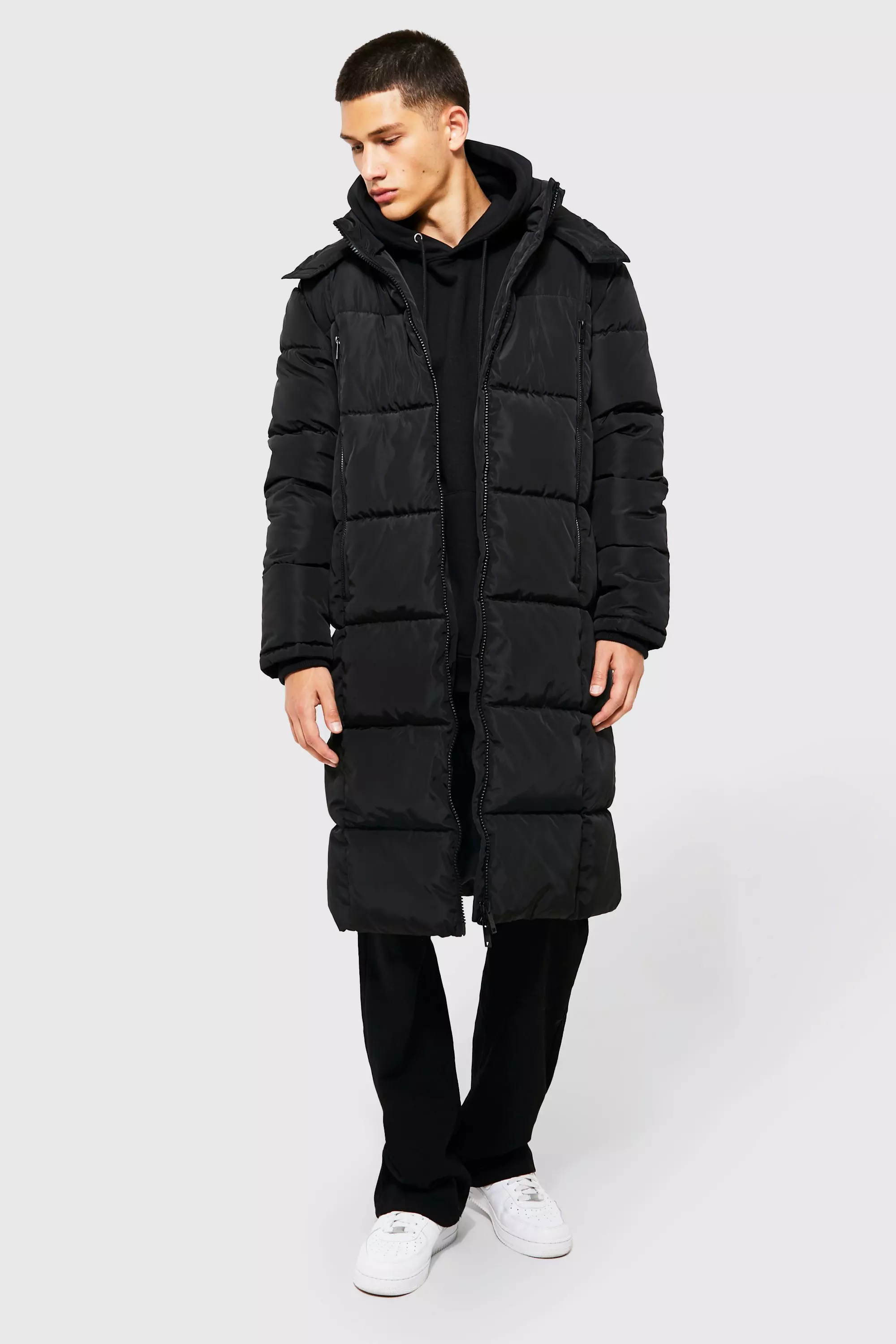 Long padded hot sale jacket black