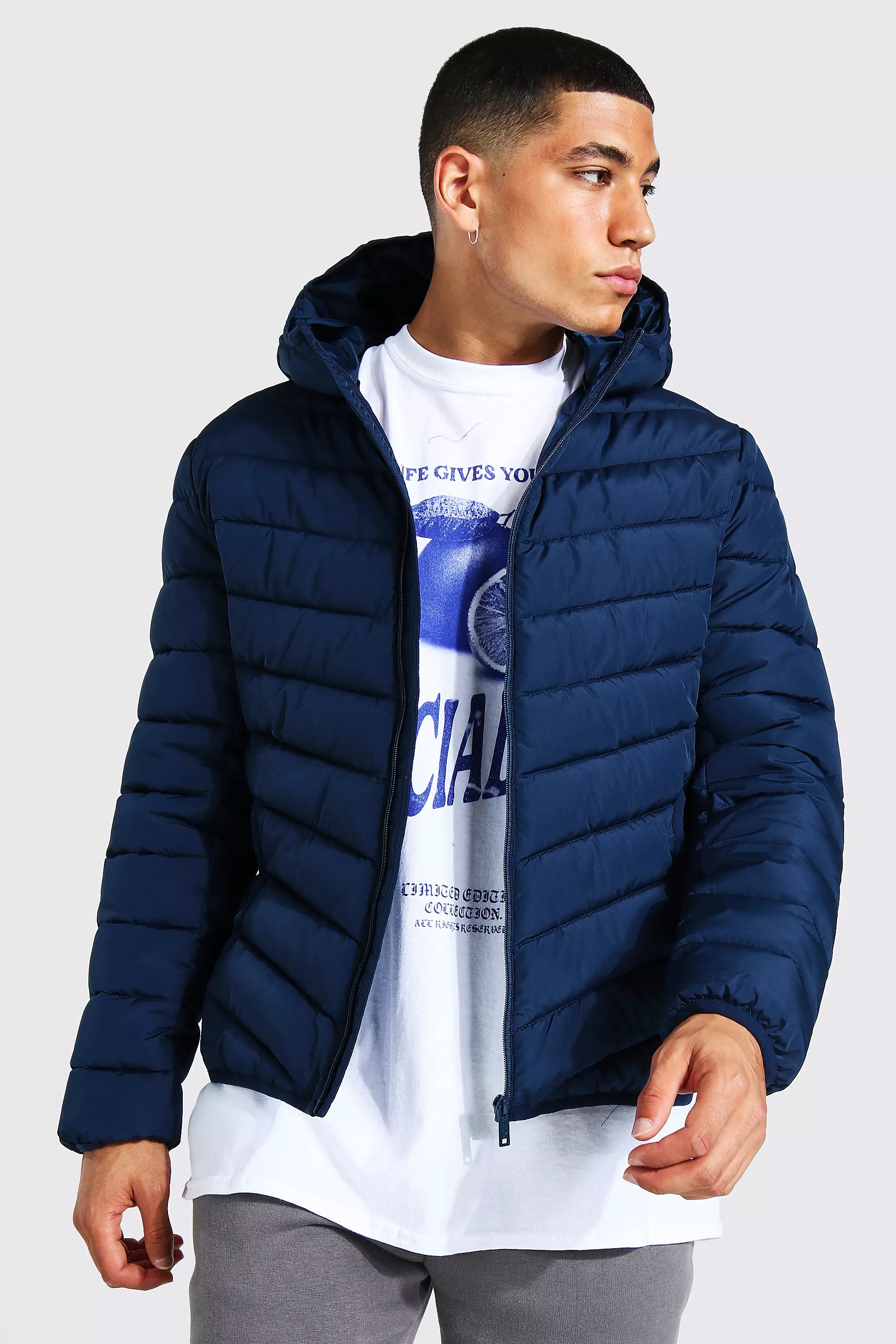Quilted Zip Through Jacket | boohooMAN USA