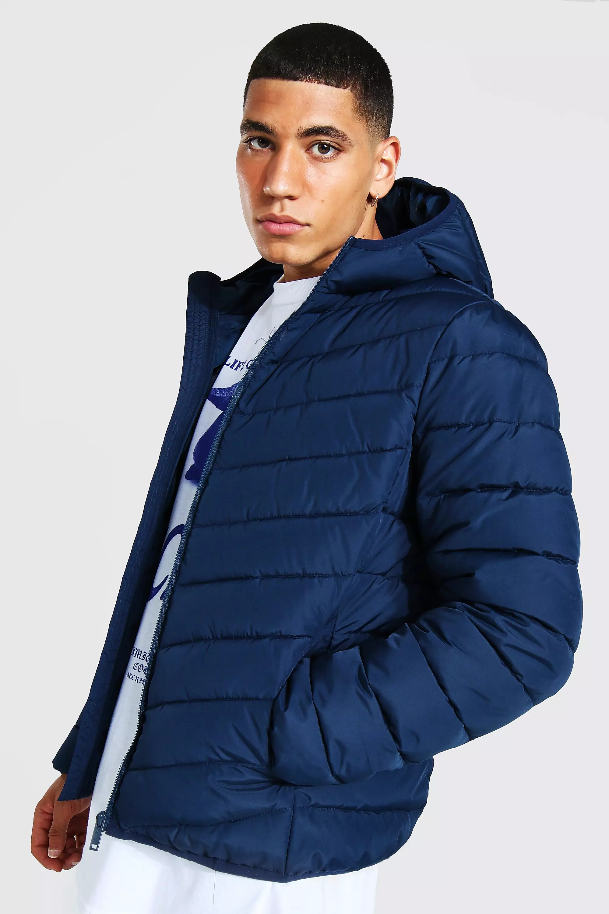 boohooMAN Padded Half Zip Jacket - Men's Cagoules