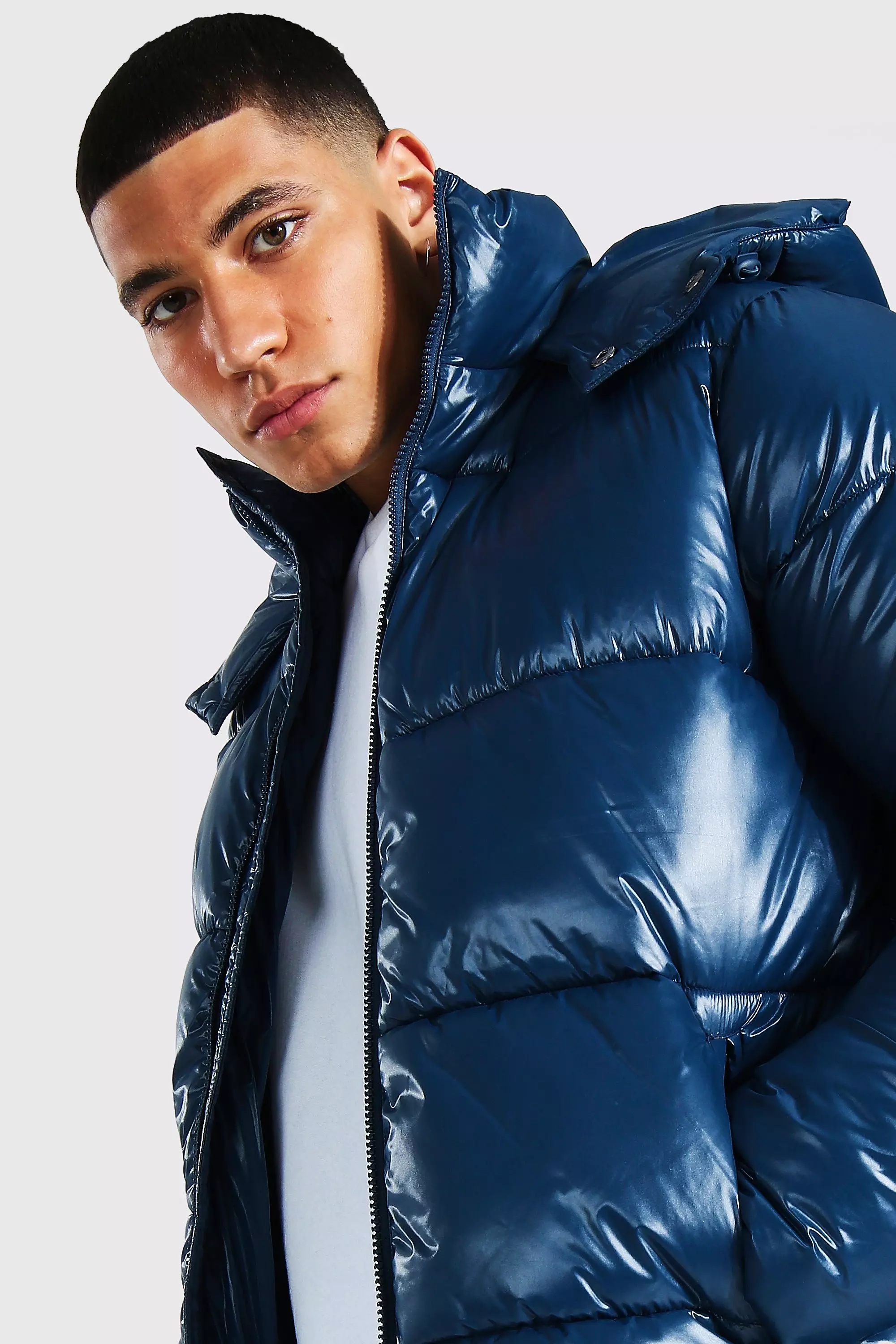 Boohooman high cheap shine puffer jacket