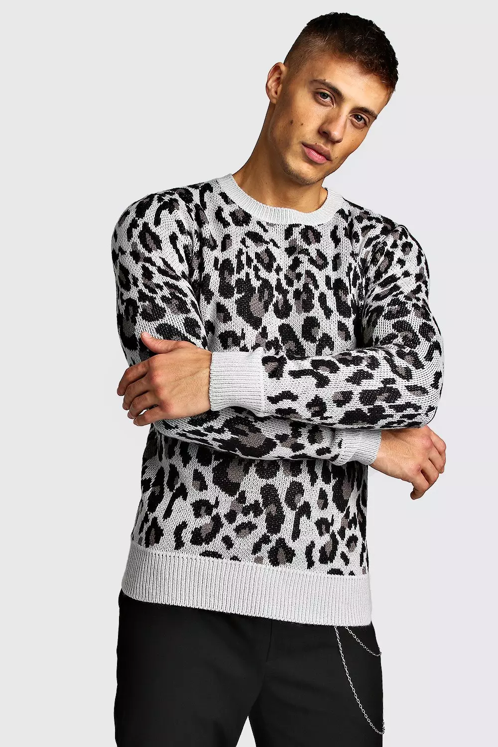 Grey leopard print outlet jumper