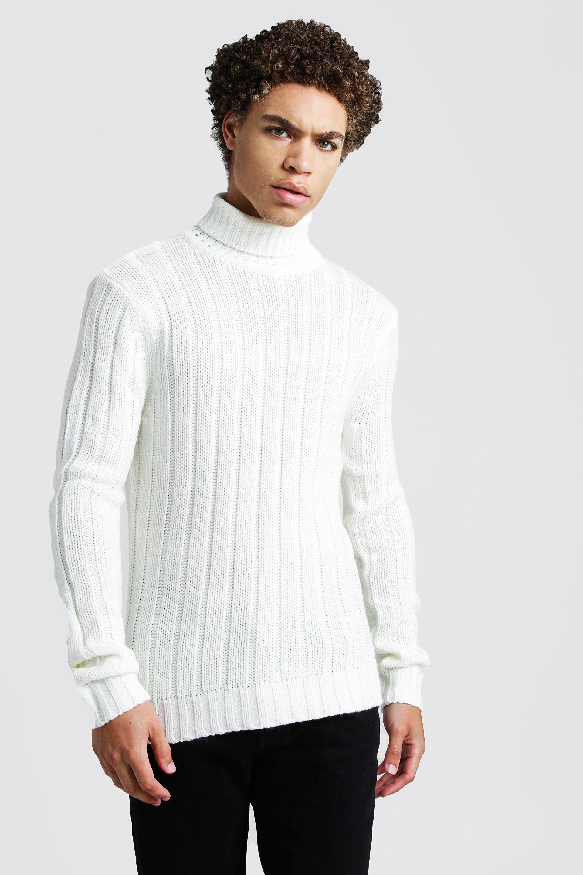 white roll neck knitted jumper