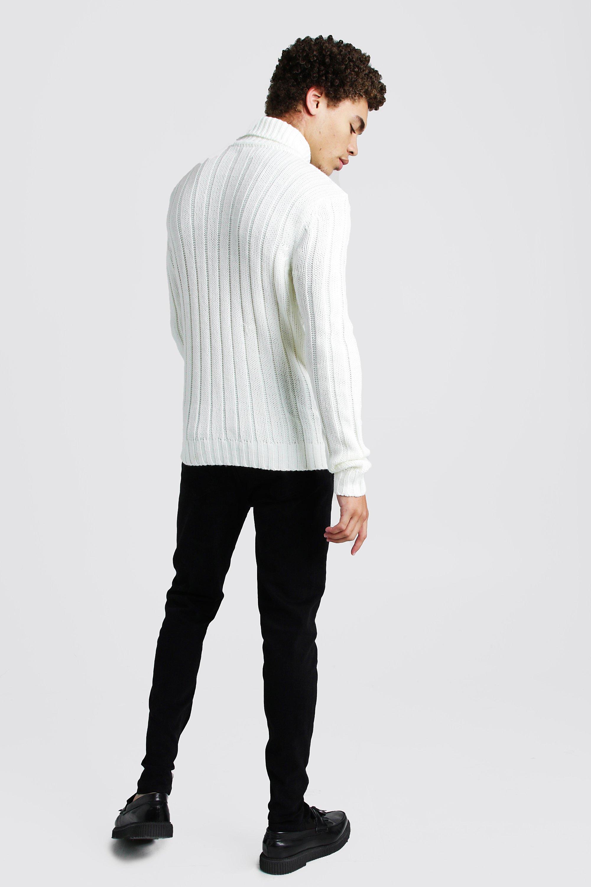 white roll neck knitted jumper