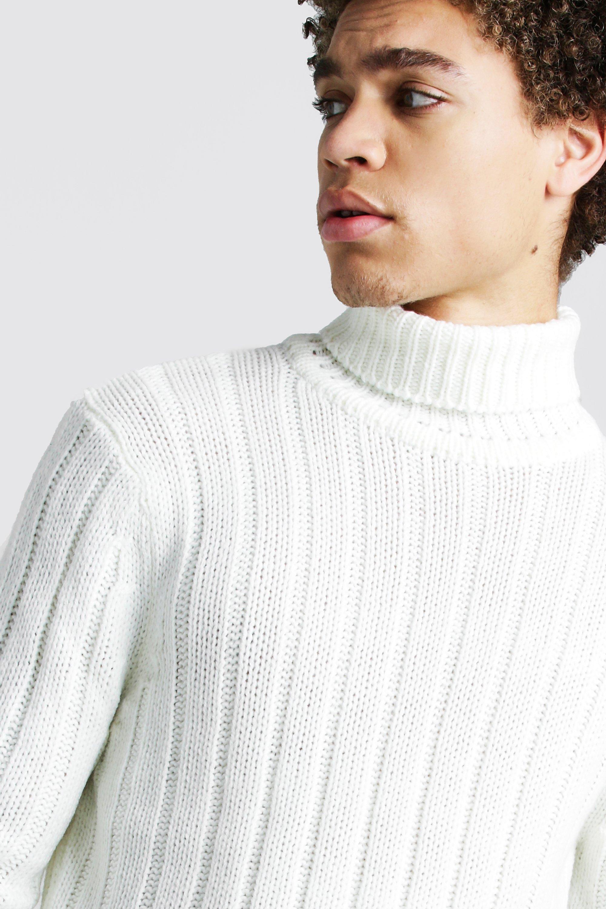 white roll neck knitted jumper