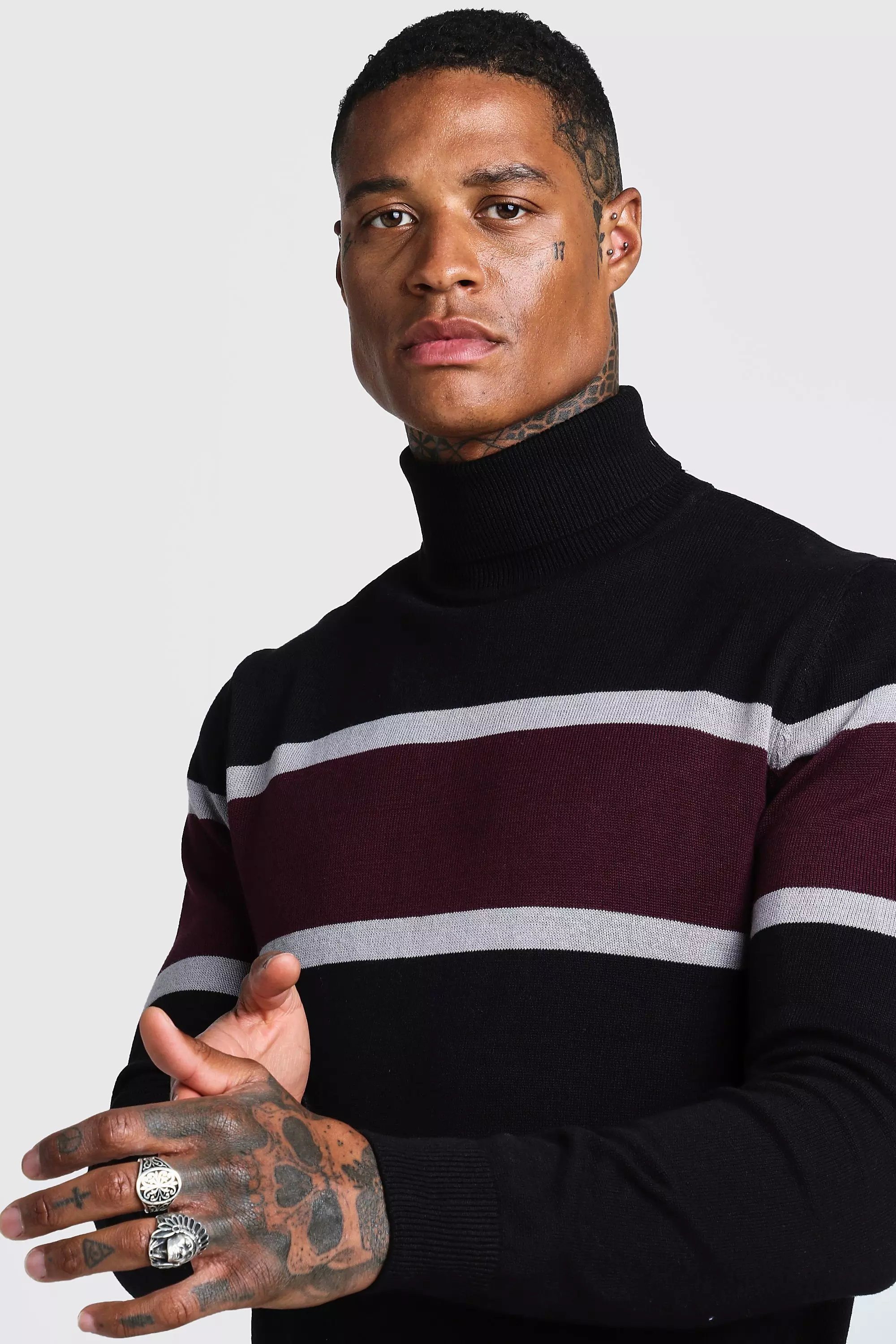 Colour block 2024 roll neck jumper