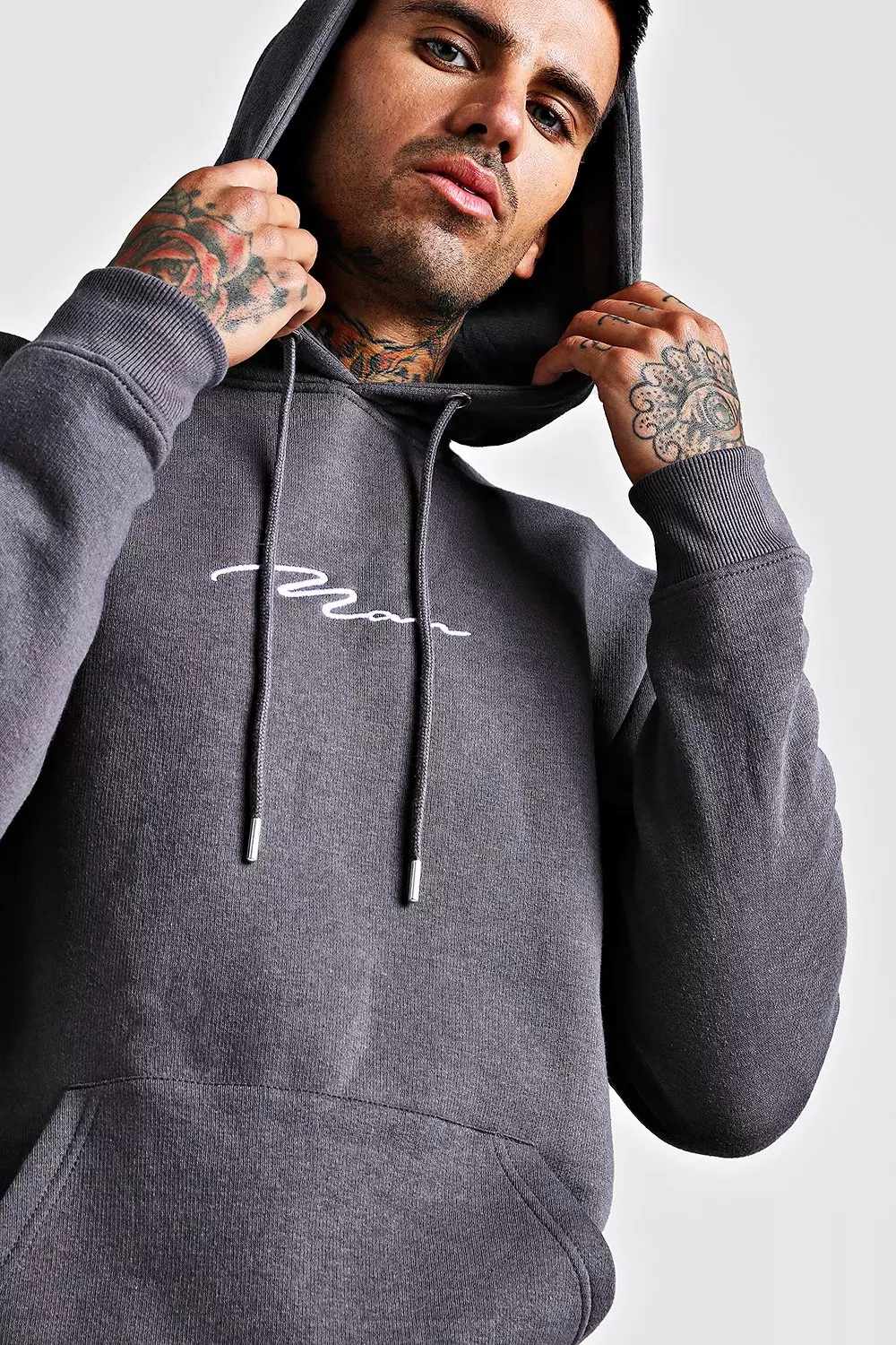 Man signature hot sale embroidered hoodie