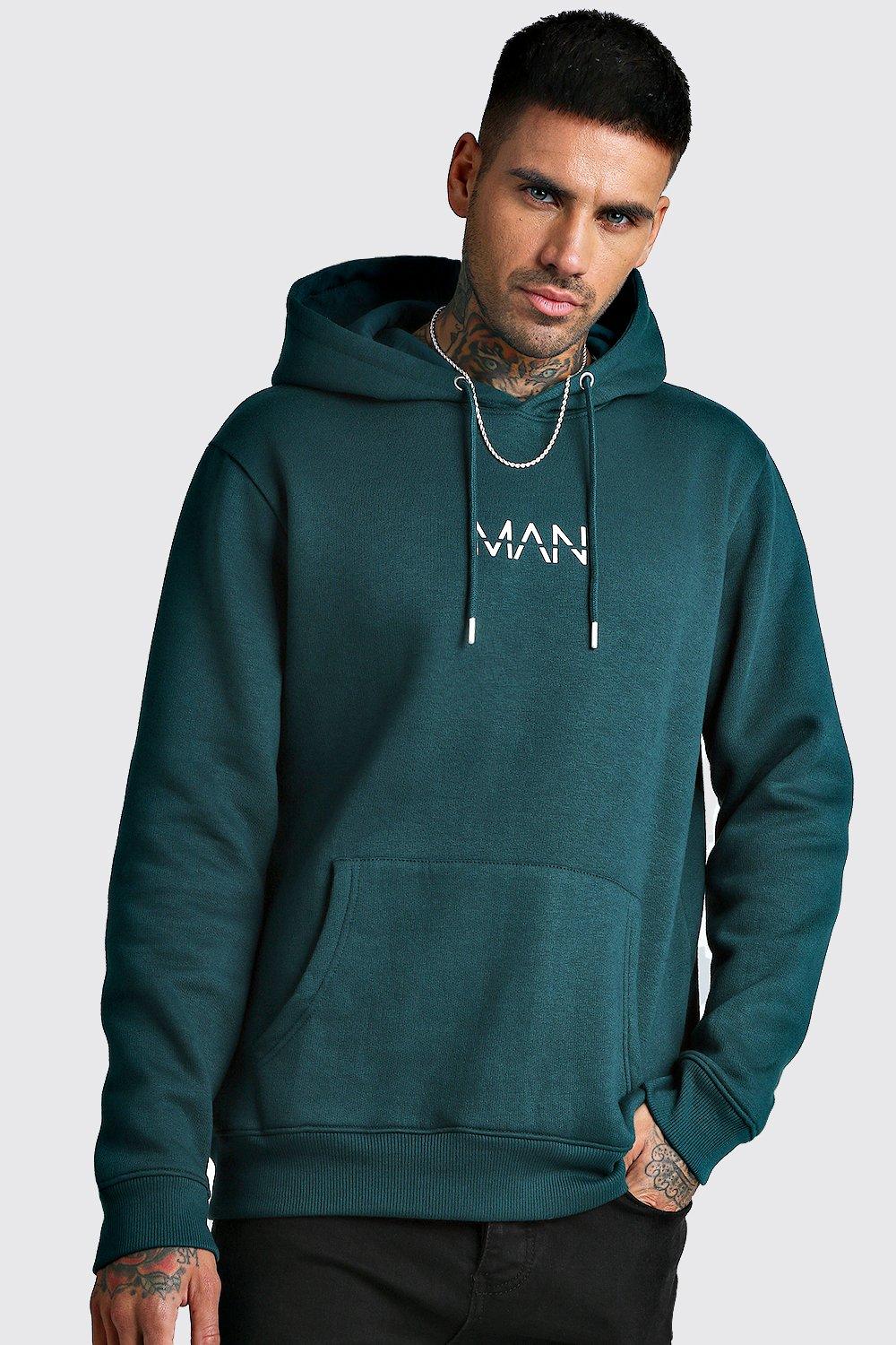 

Оригинальная толстовка с капюшоном с надписью MAN, Teal