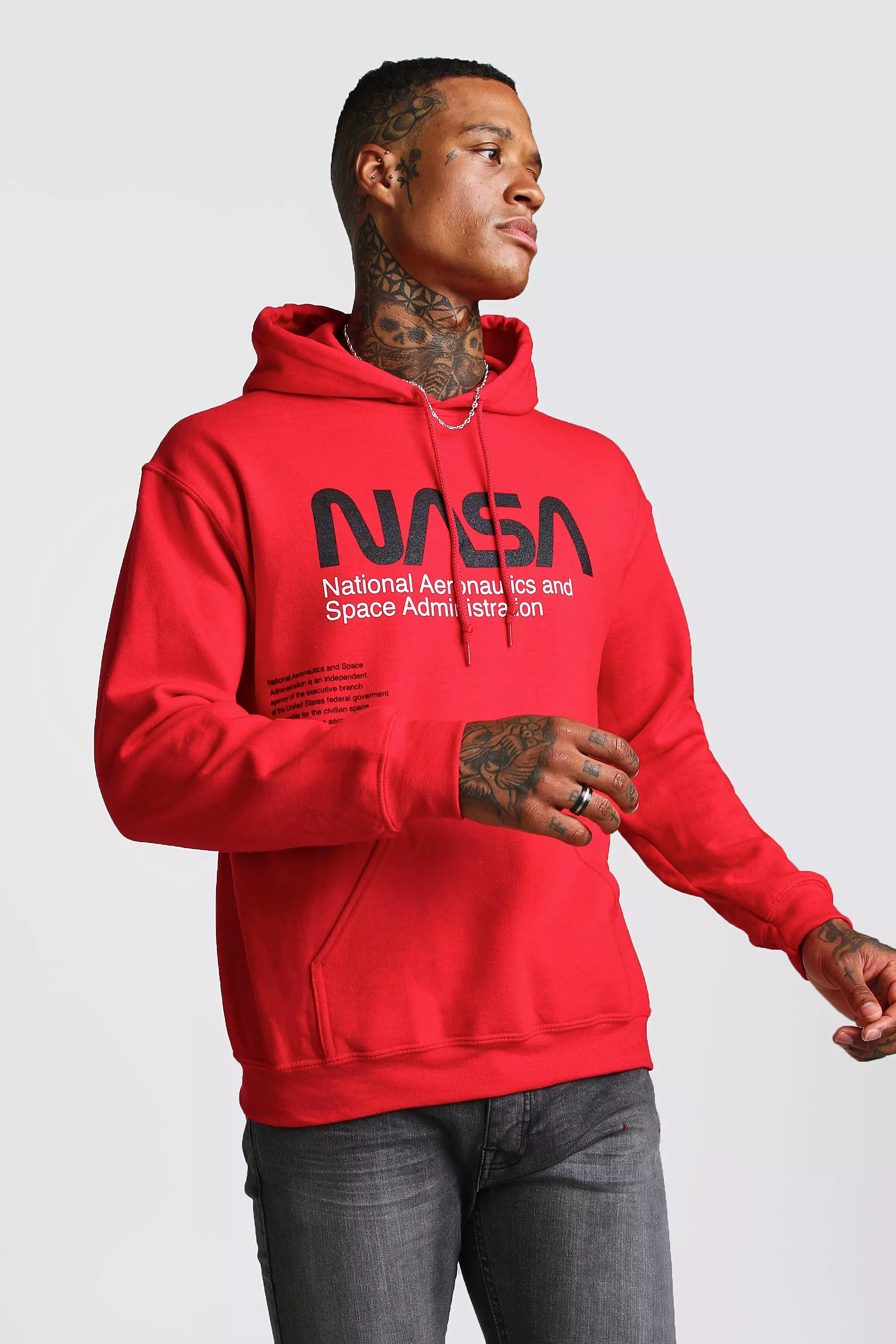 Boohooman red clearance hoodie