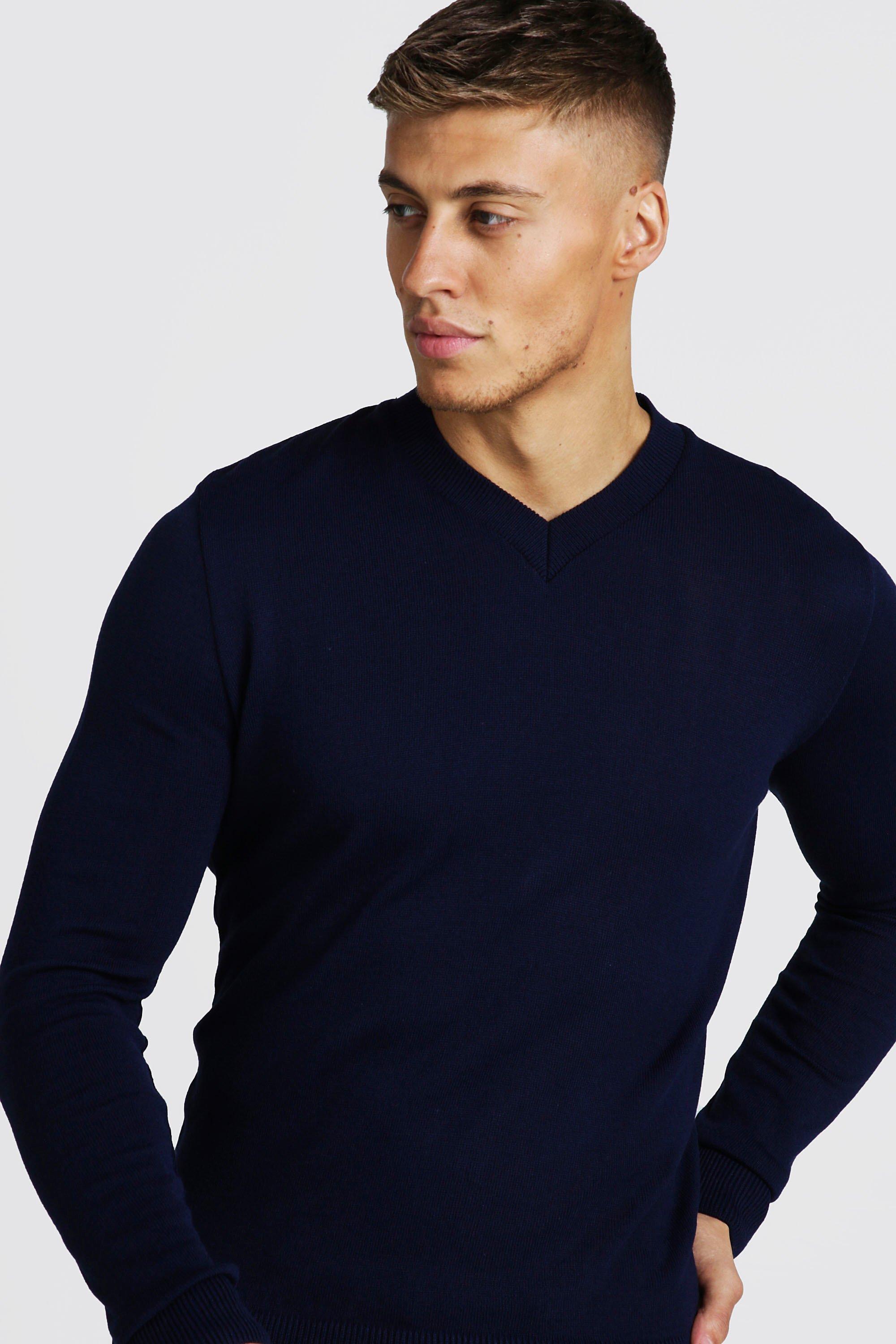 muscle fit v neck jumper