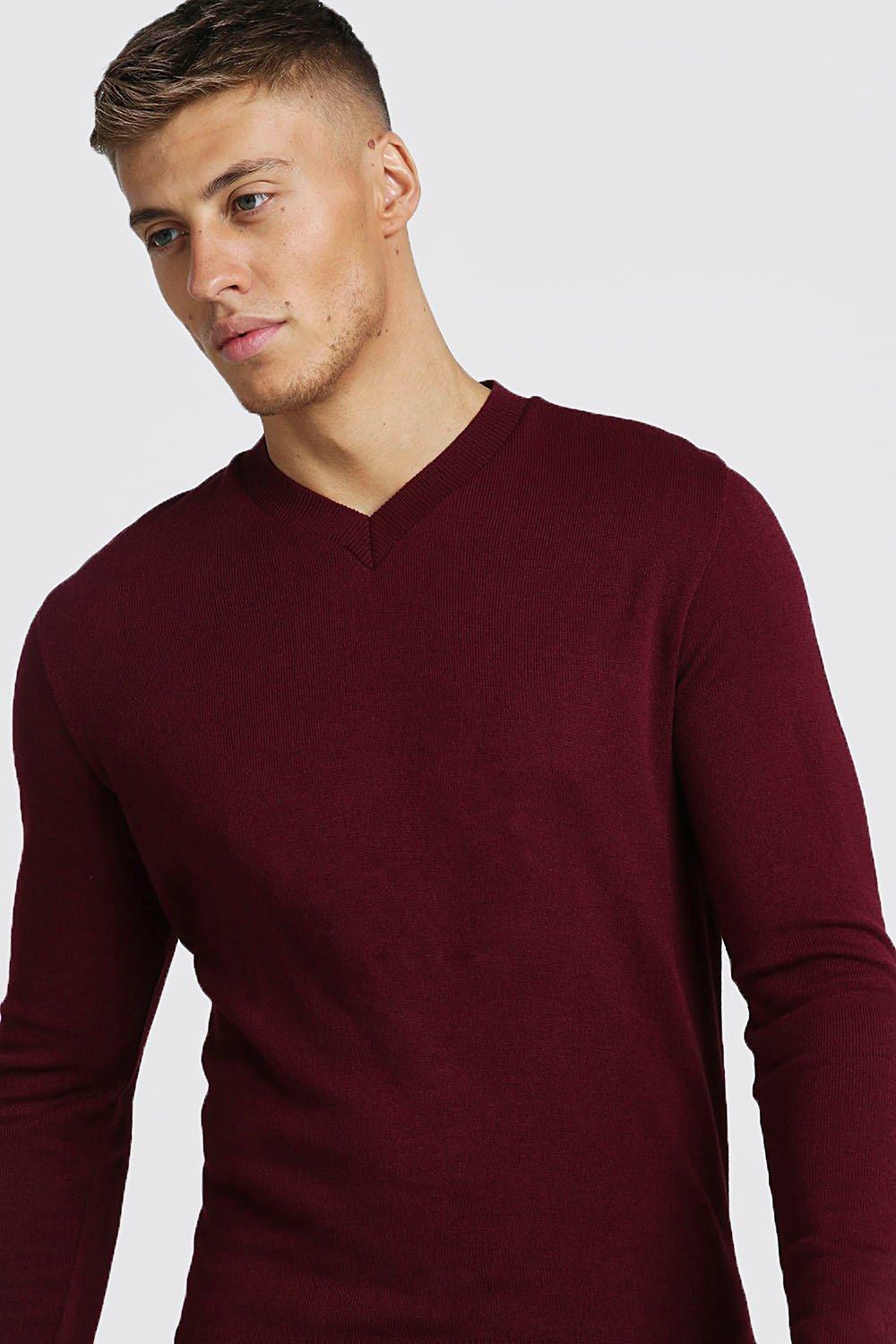 muscle fit v neck jumper