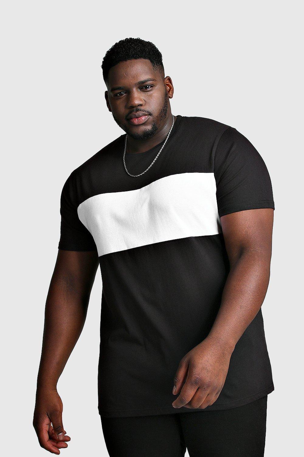 

Big And Tall Longline Colour Block T-Shirt, Black