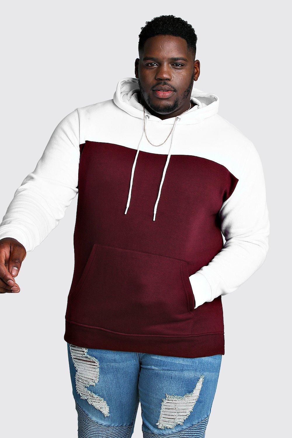 

Big & Tall Colour Block Hoodie, Wine