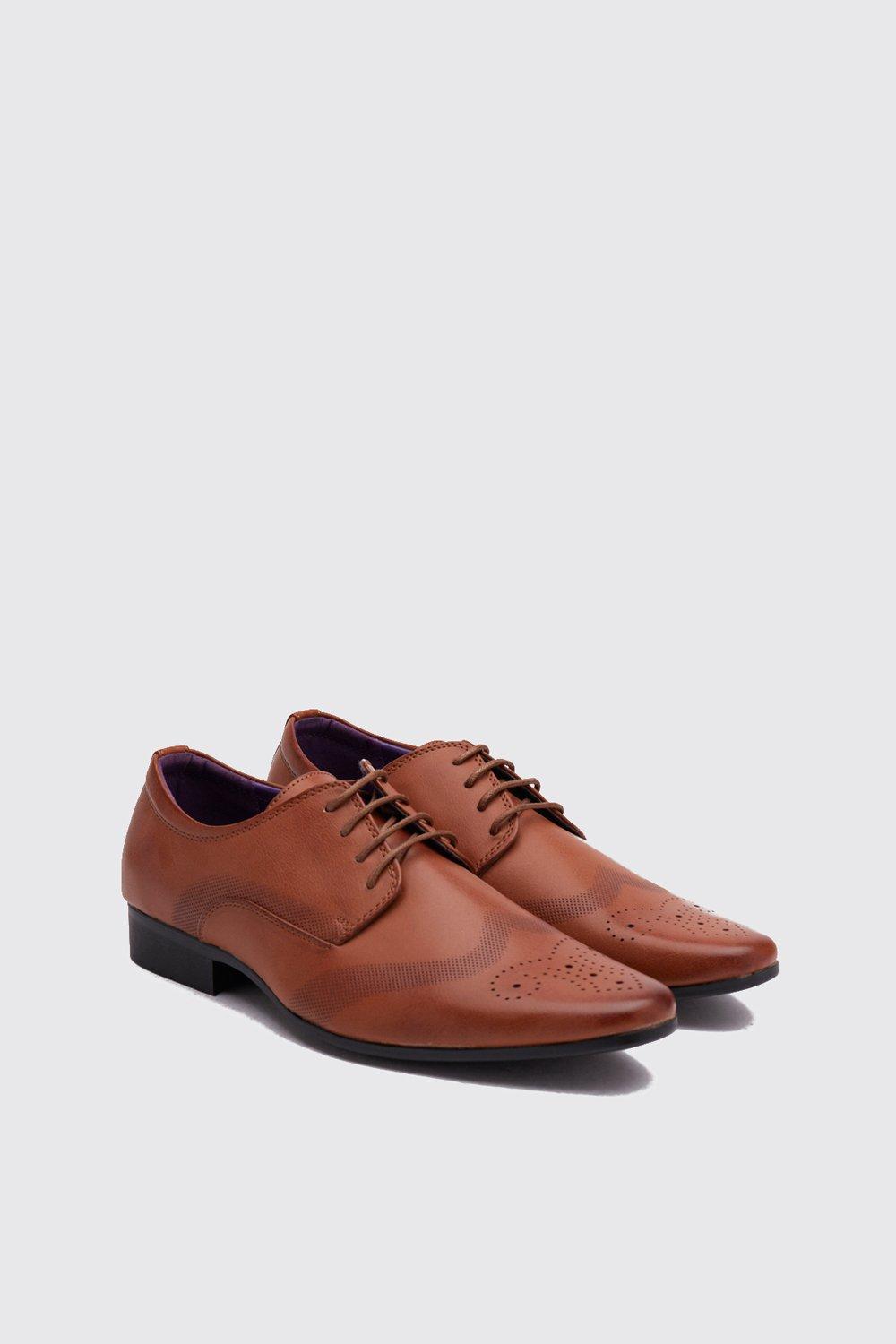 

Faux Leather Emboss Wingcap Brogue, Tan