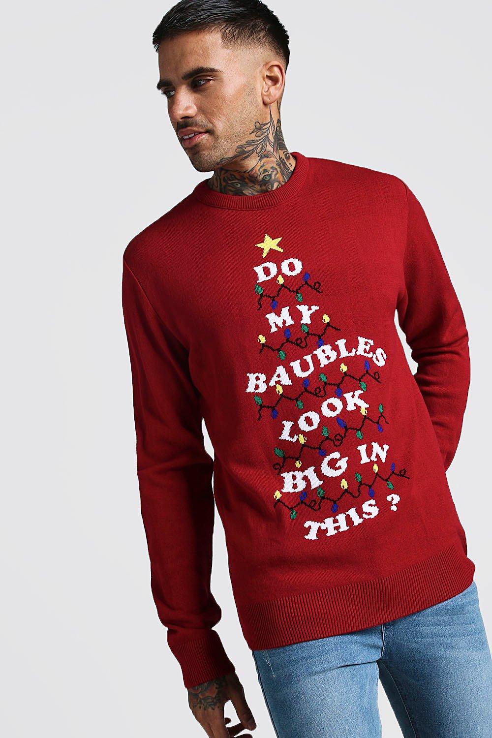 red slogan jumper