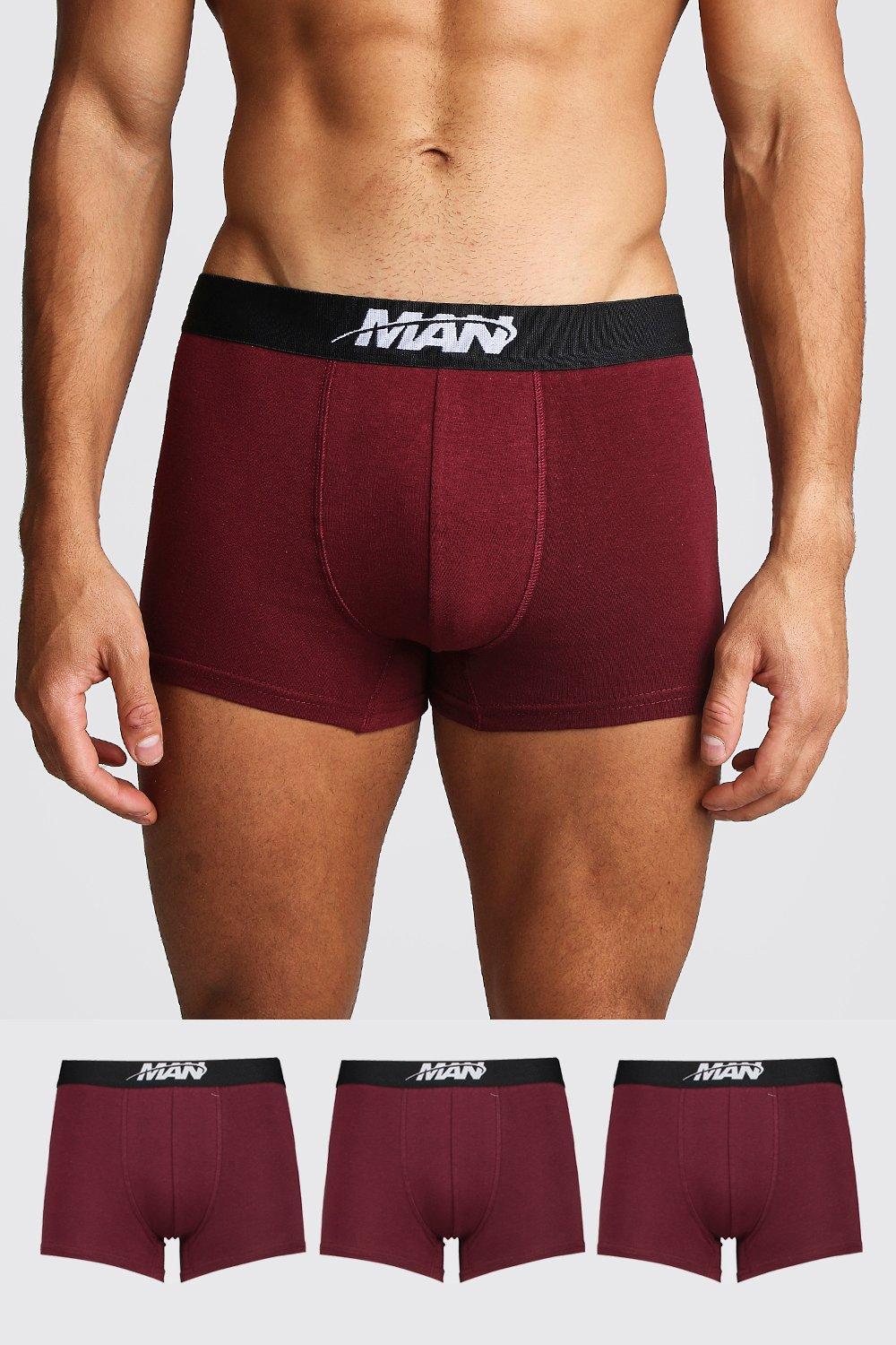 

Набор трусов с логотипом MAN, 3 шт, Burgundy