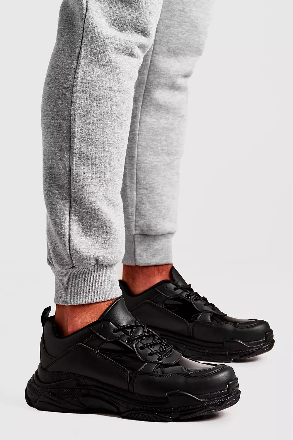 Boohooman chunky best sale trainers in black