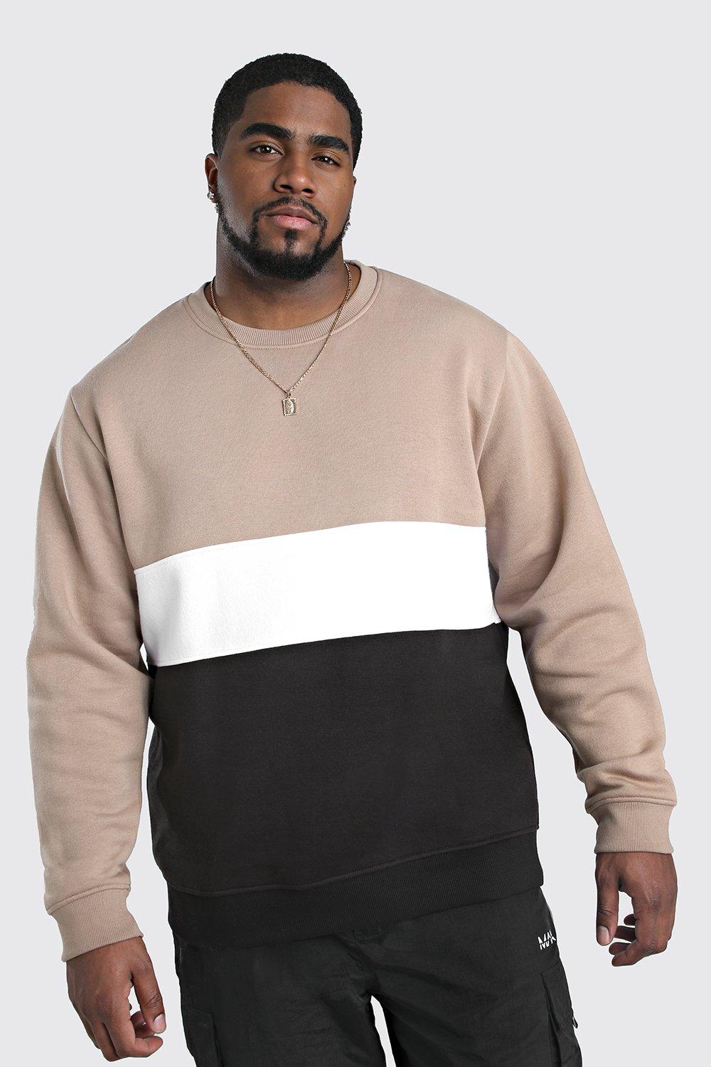 

Big And Tall Colour Block Sweatshirt, Taupe