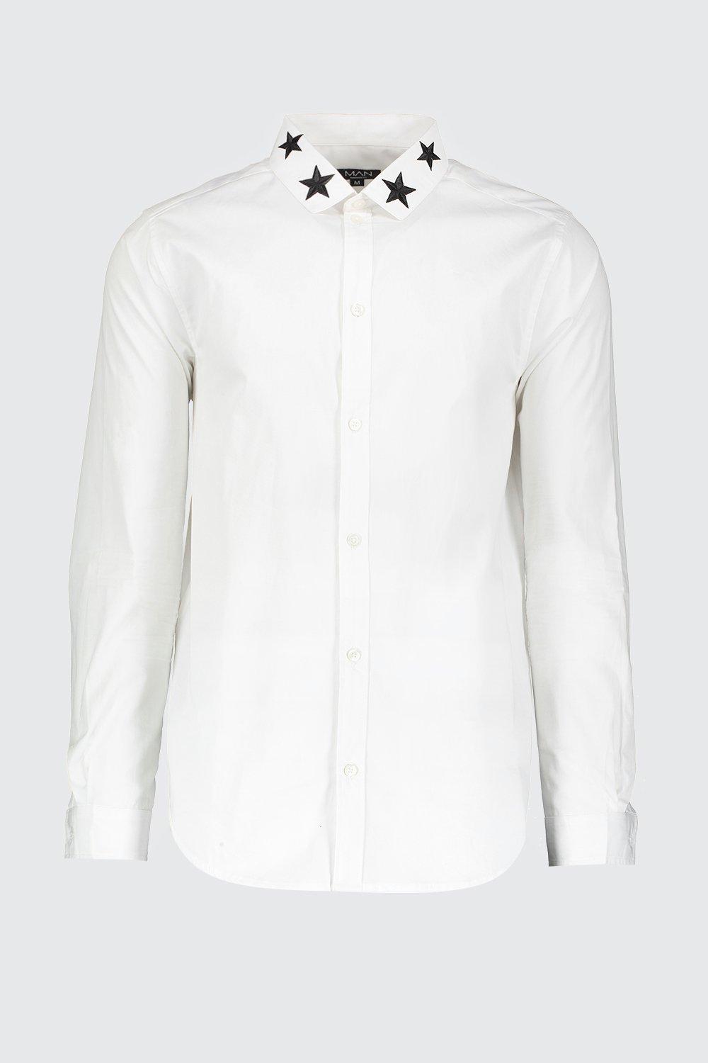 embroidered collar shirt