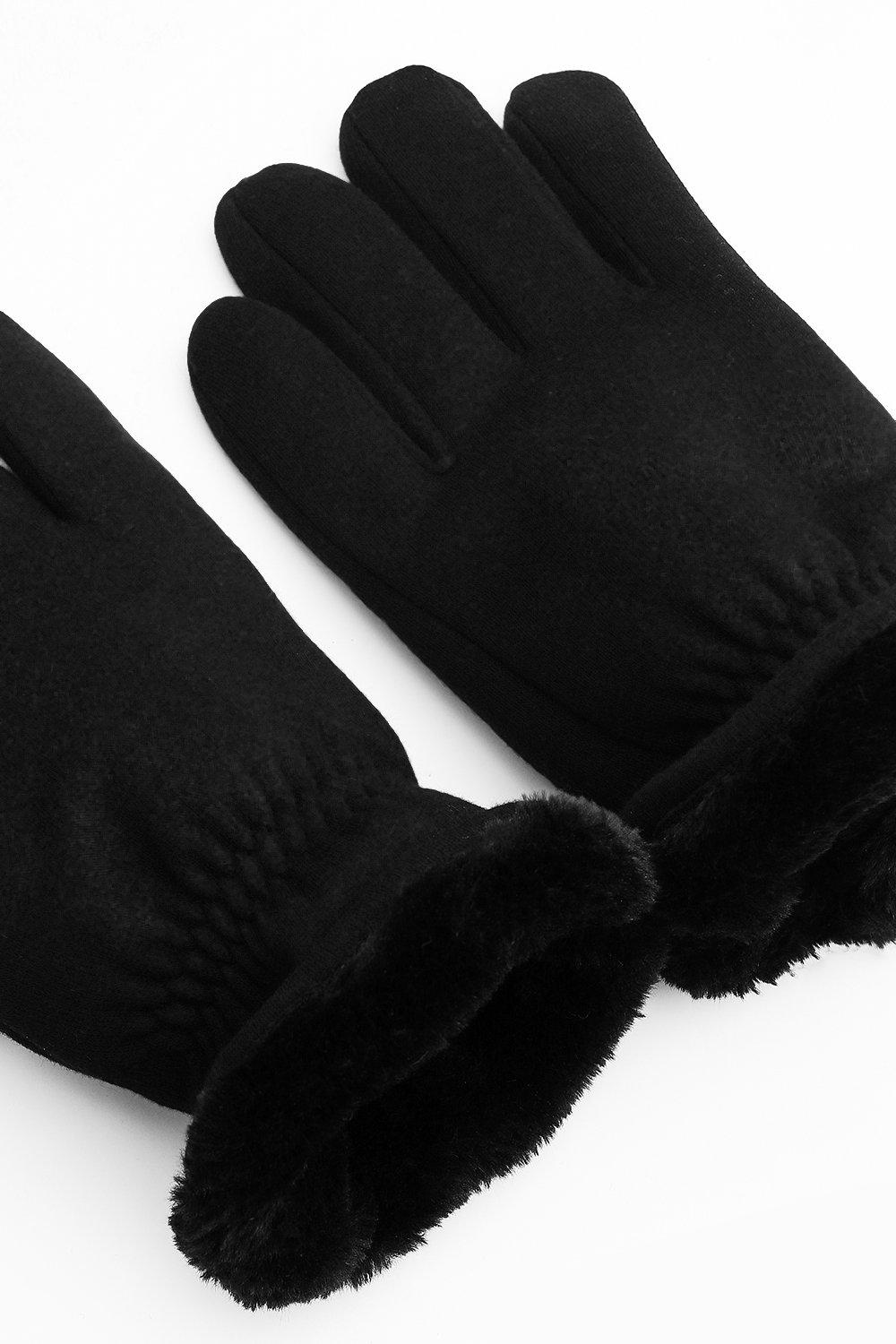 

Camo Faux Fur Lines Gloves