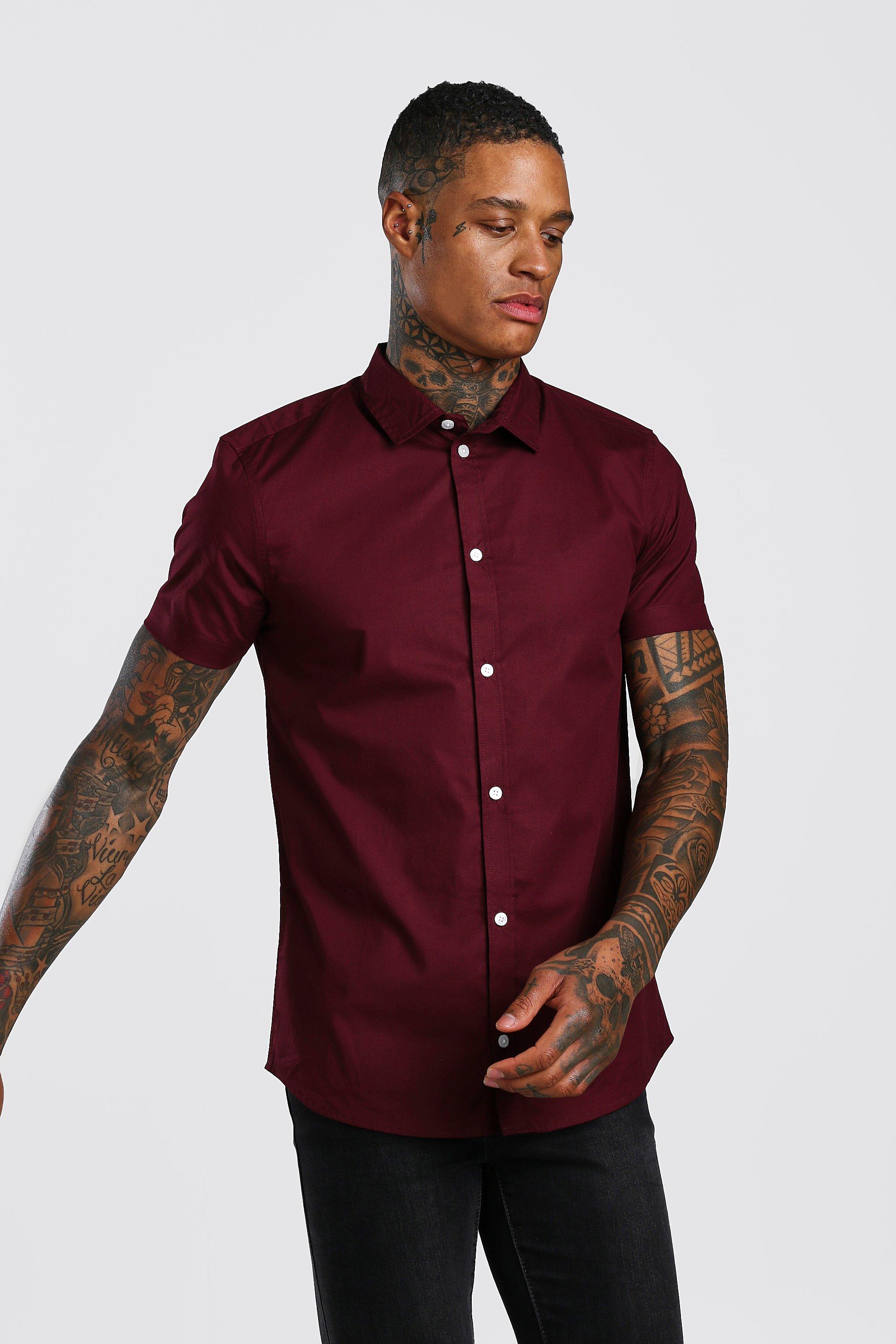 

Muscle Fit Short Sleeve Shirt, Wine