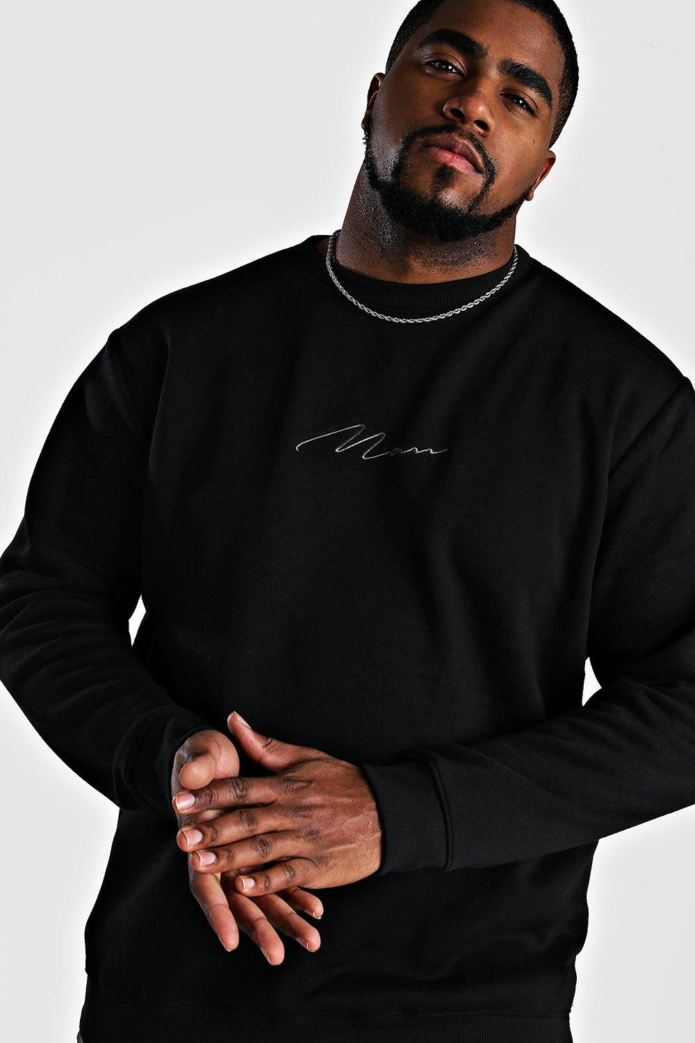 

Big And Tall Man Script Sweater, Black